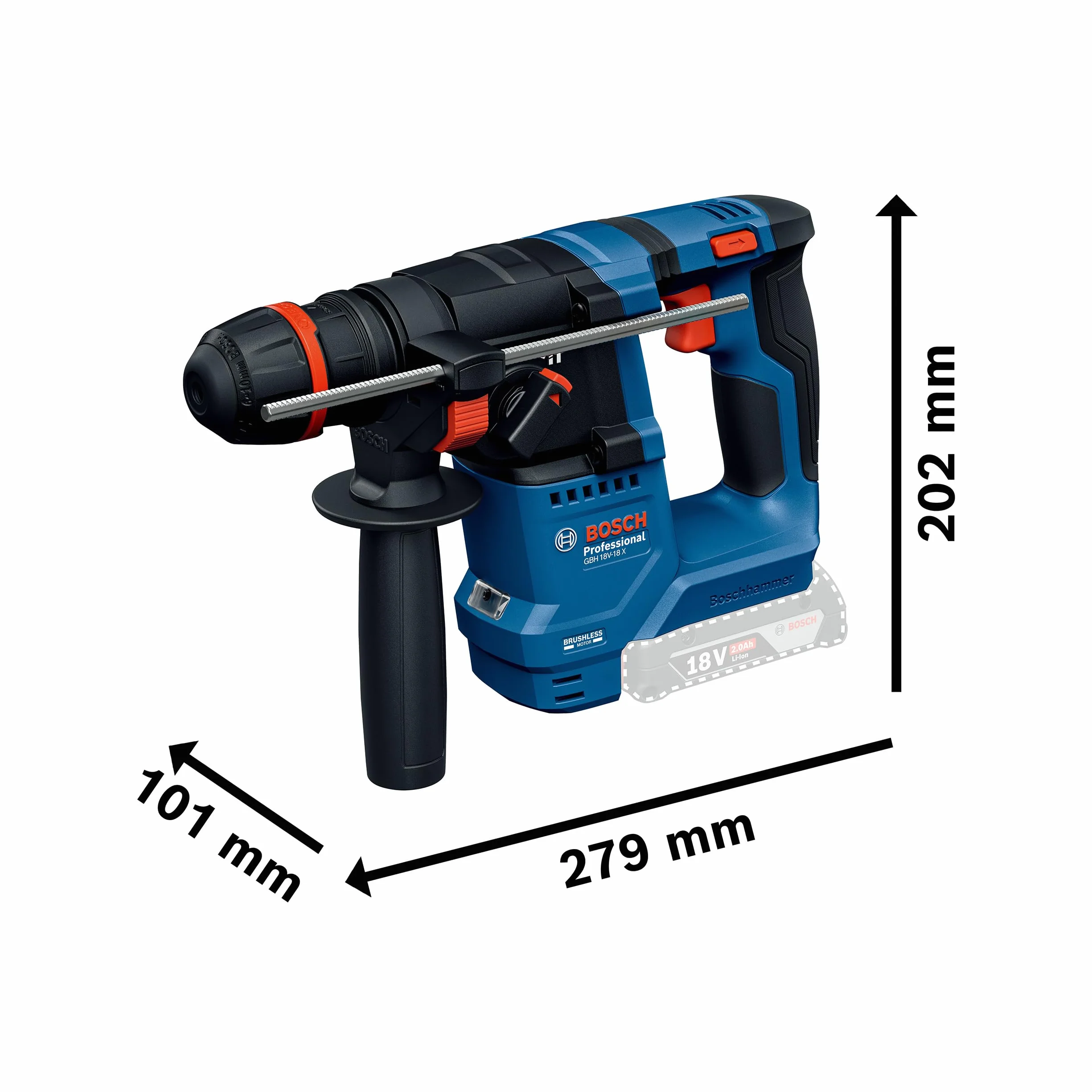 Bosch Professional 18V System Martello perforatore a batteria GBH 18V-18 X (ONECHUCK)