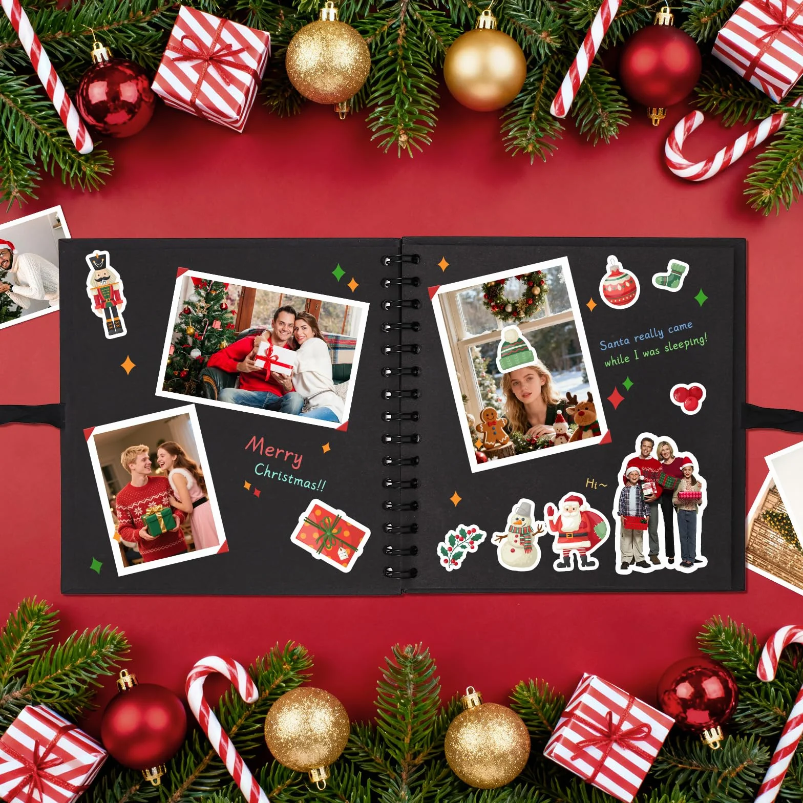 Vienrose Album Fotografico fai da te 20,5 x 20,5 cm Spirale Scrapbooking Album 20 fogli 40 Pagine Nere Scrapbook Personalizzabile Regali Nozze Natale San Valentino Regalo di Anniversario Compleanno