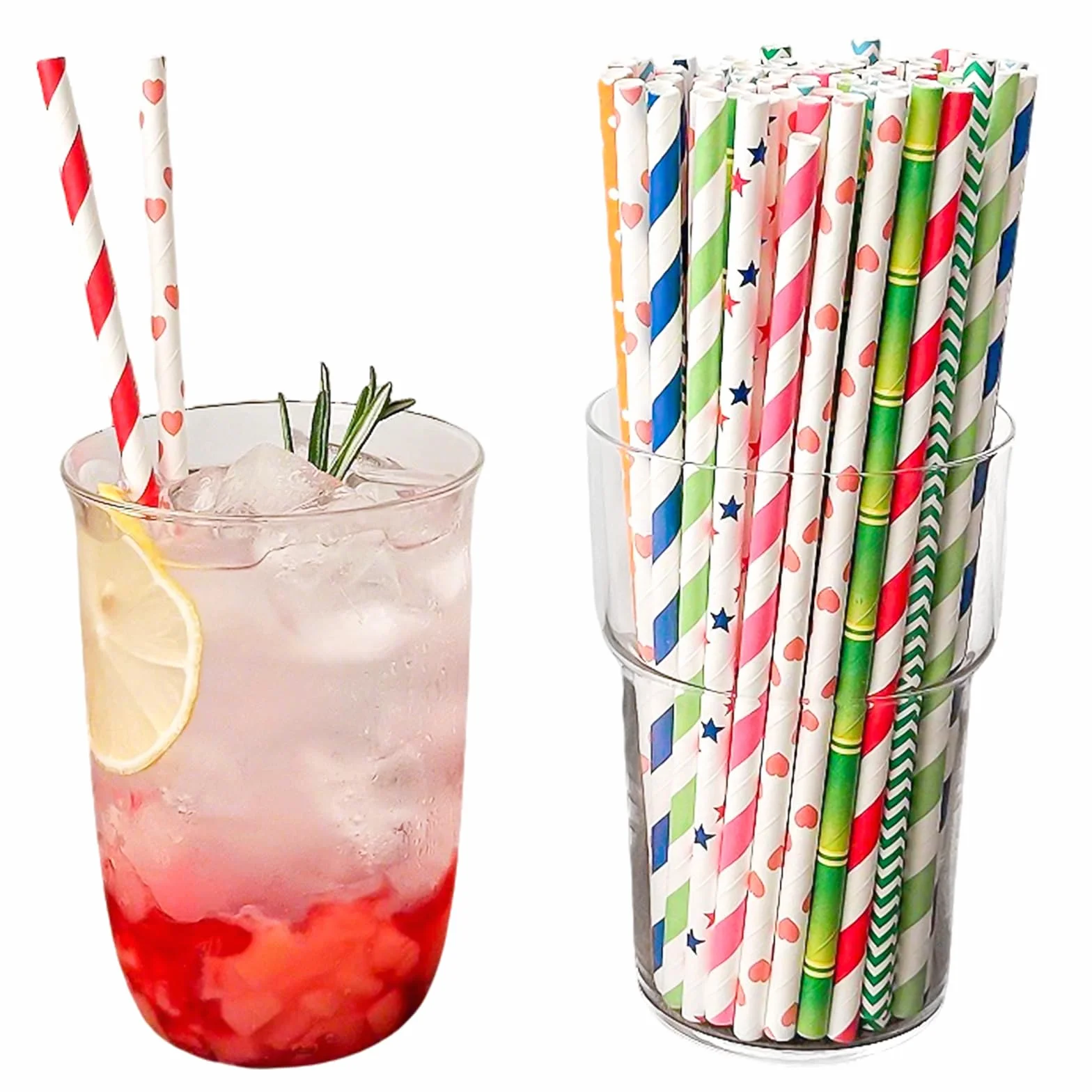 Dreamil 100 cannucce di carta, 19,7 cm, a strisce, colorate, biodegradabili, per cocktail, caffè, bevande e diverse occasioni (multicolore)