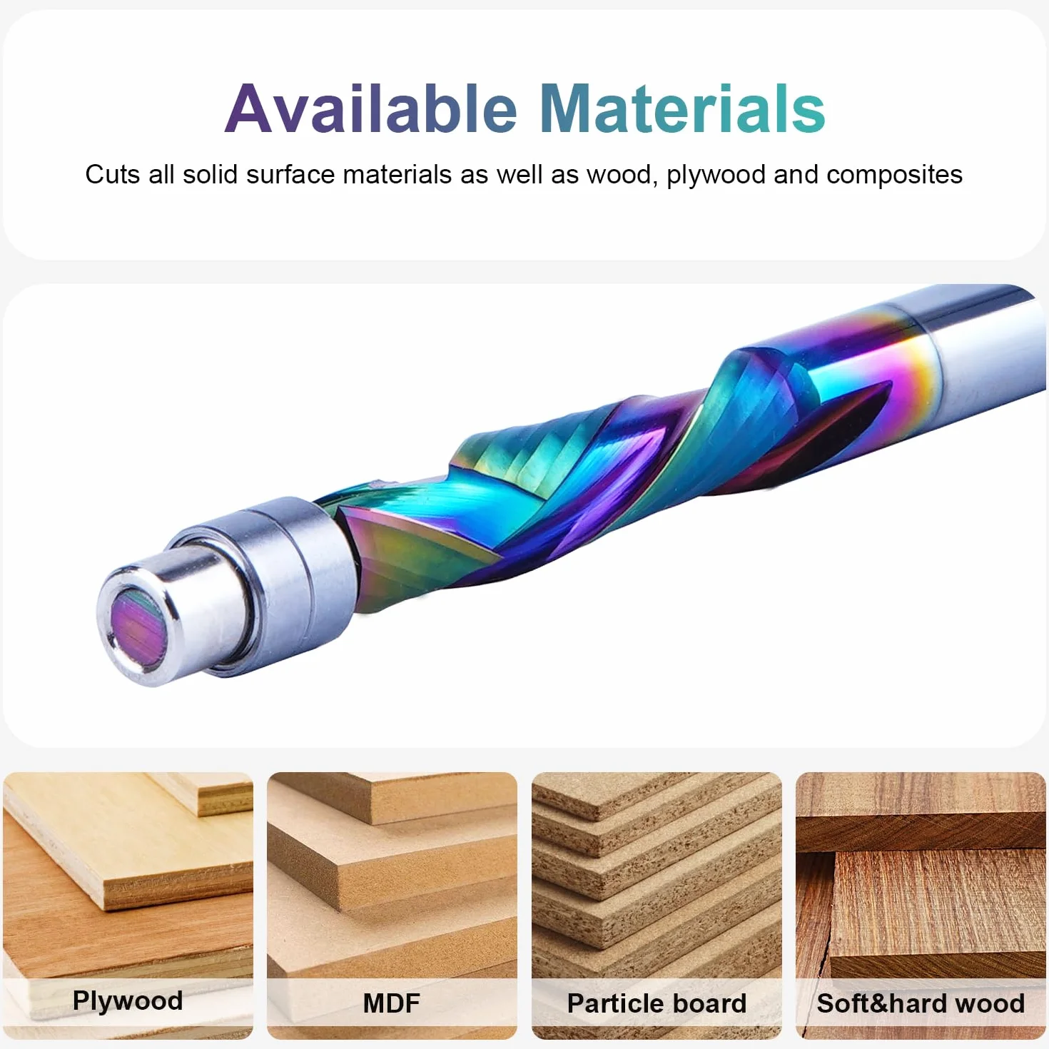 SpeTool Fresa a filo 8 mm, codolo extra lungo, per fresa superiore UpDown di compressione, lunghezza di taglio 45 mm, rivestimento DLC VHM, fresa elicoidale, doppio cuscinetto a sfera, inferiore per