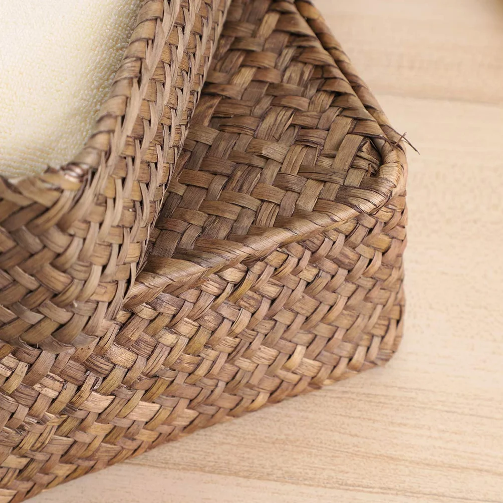 SUMNACON 2 cestini in rattan naturale con coperchio, fatti a mano, per cucina, bagno, camera da letto, grandi e piccoli (rettangolari, marroni)