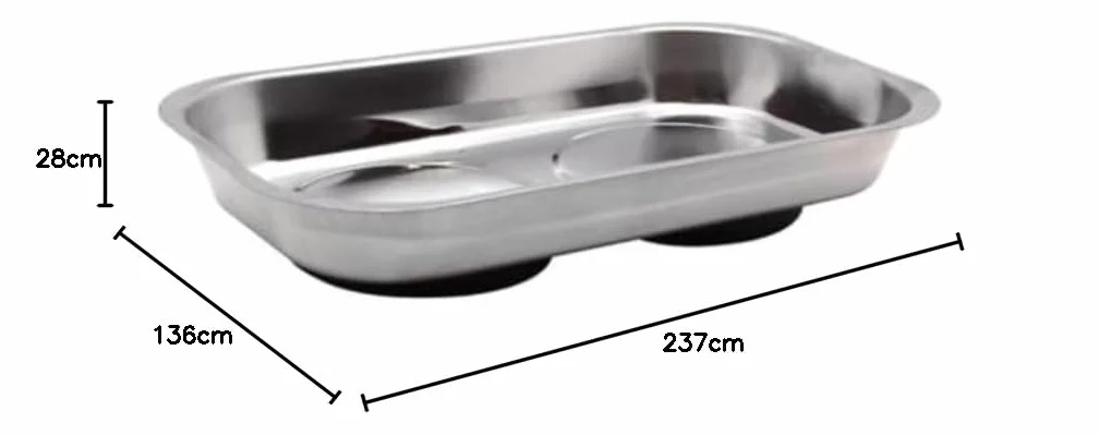 Toolland Vassoio portautensili magnetico, doppio, per contenere utensili, viti, trapani e chiodi, acciaio inossidabile, metallo