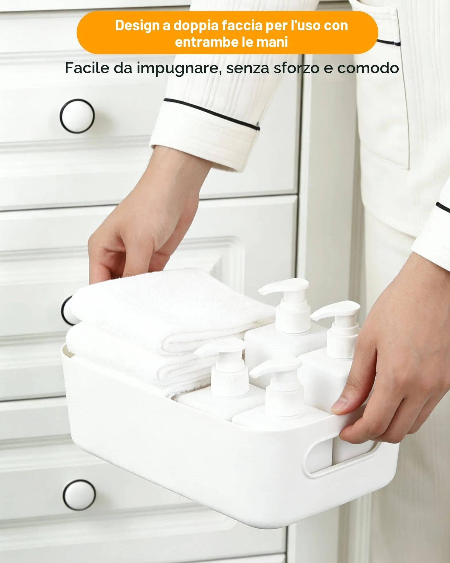 Scatole portaoggetti bianche 4 pezzi – Contenitori plastica impilabili 20x14x7 cm per cucina armadio bagno