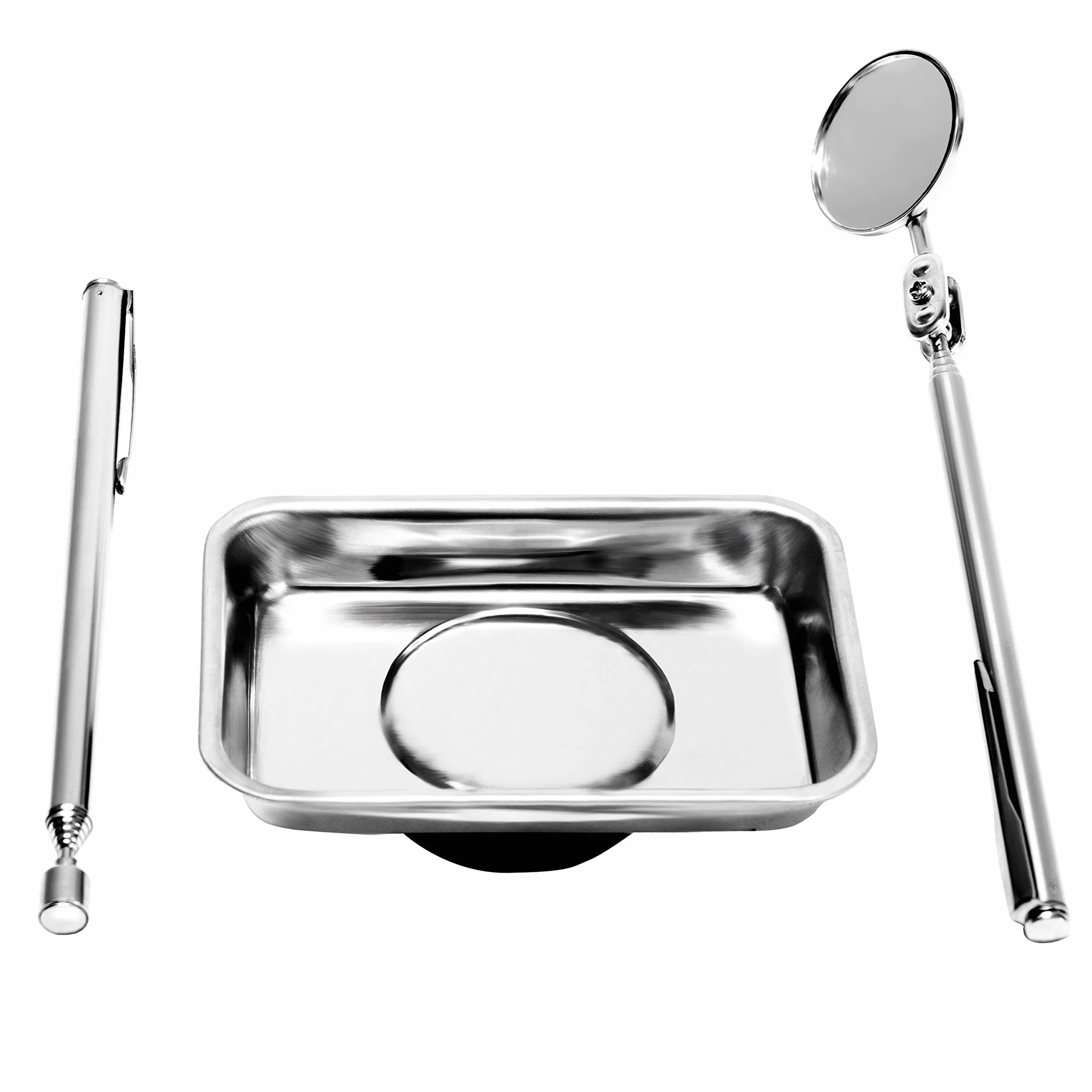 S&R Vaschetta Magnetica 64x93mm + Penna Magnetica telescopica fino a 625 mm + Specchio flessibile Ø 32 mm estendibile fino a 460 mm. Kit di magneti cerca viti
