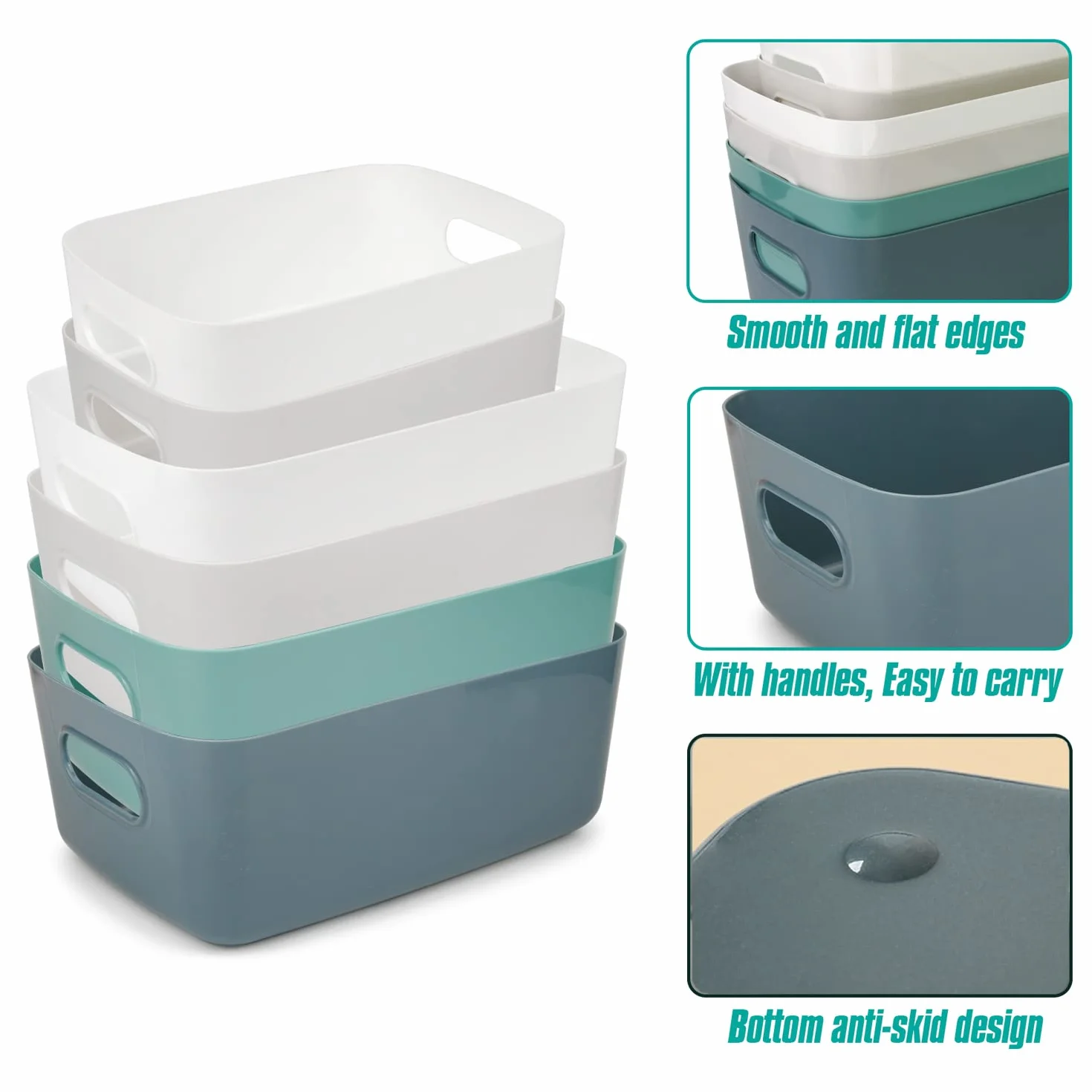 Spesh 6 cestini portaoggetti in plastica per armadietti blu verde bianco grigio