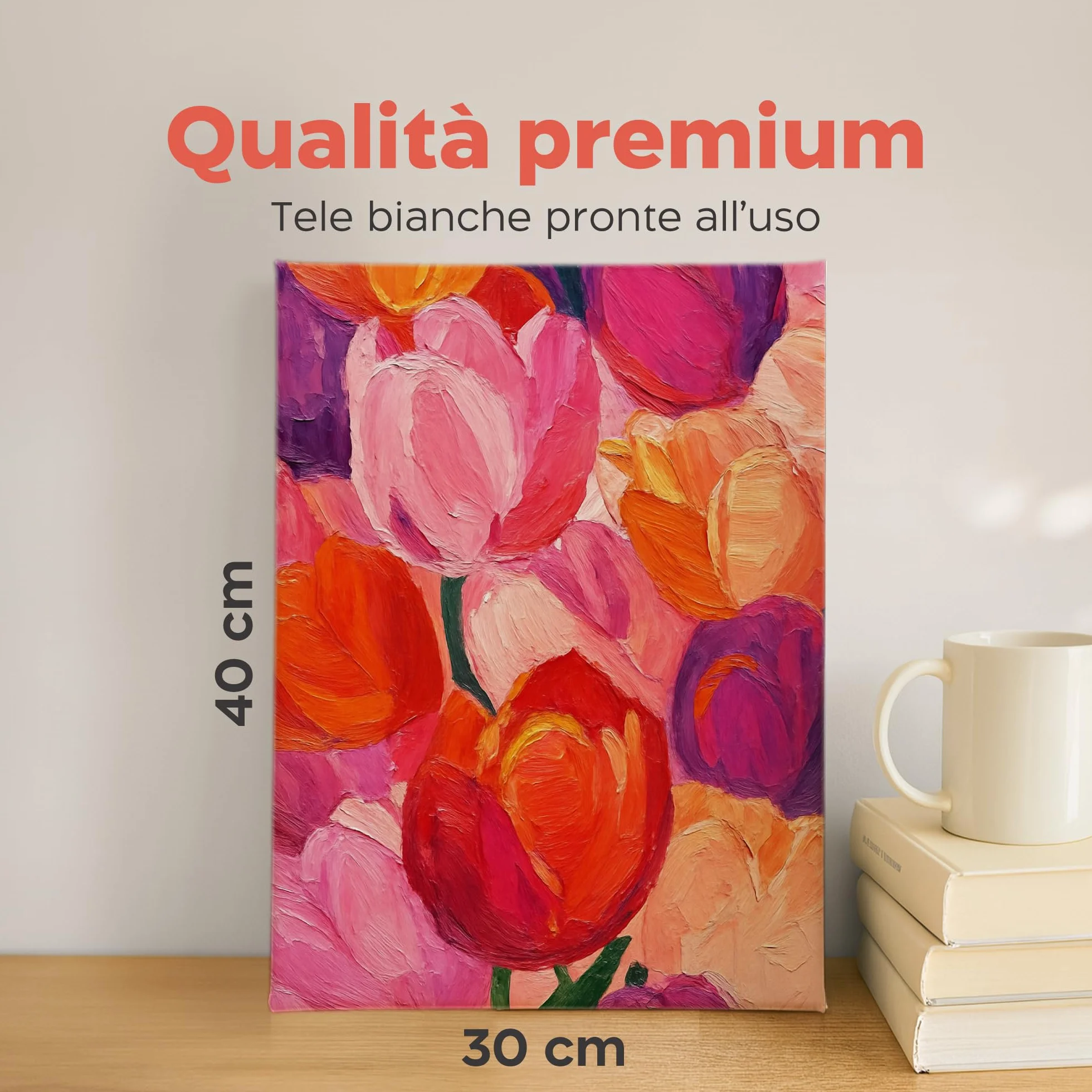 Zenacolor Tela per Dipingere 30x40cm (Set da 10) - 280 g/m² 100% Cotone - Per Pittura Acrilica, a Olio, Tempera, Guazzo, ecc.