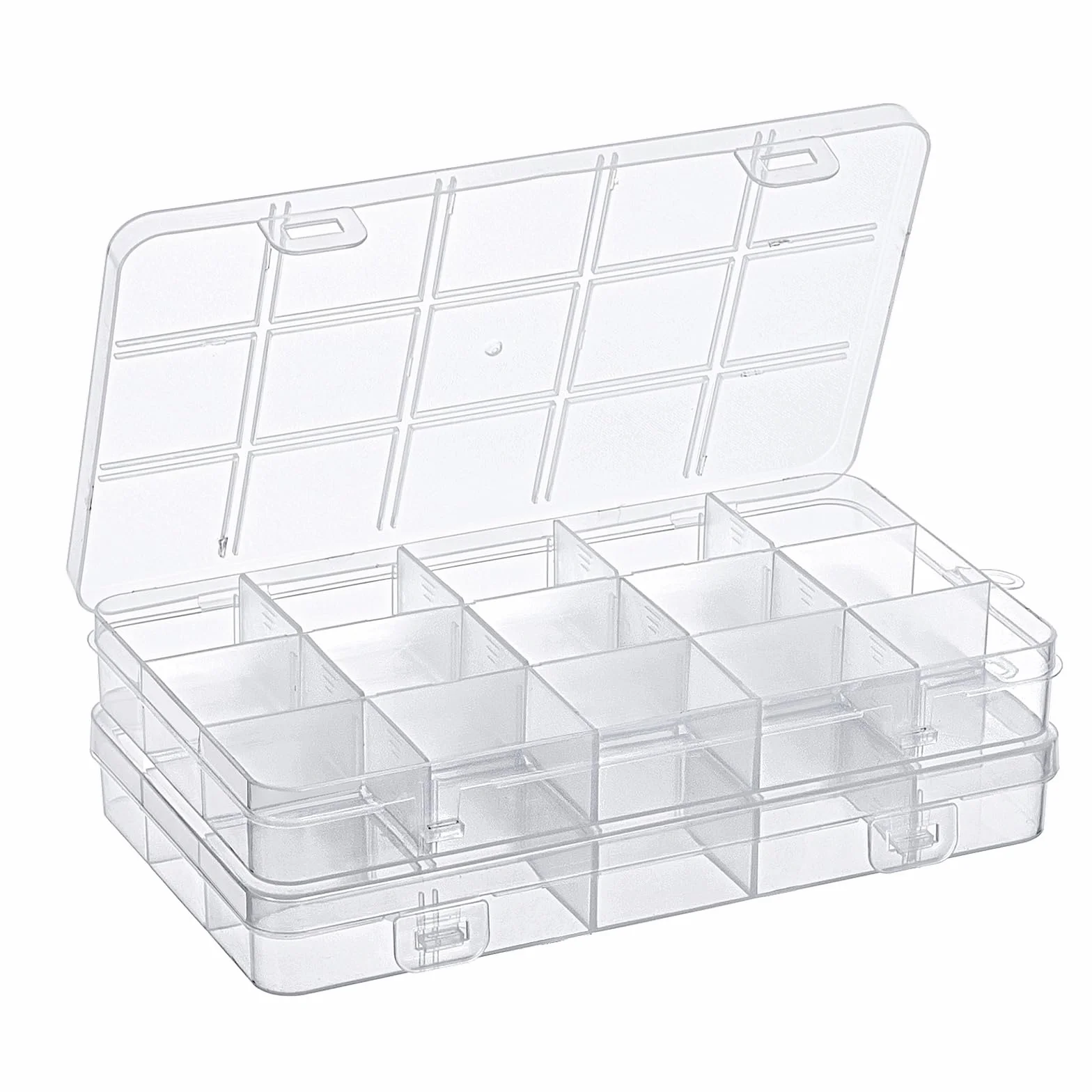 Scatole Plastica con Coperchio 2 Pezzi 15 Scomparti Porta Oggetti