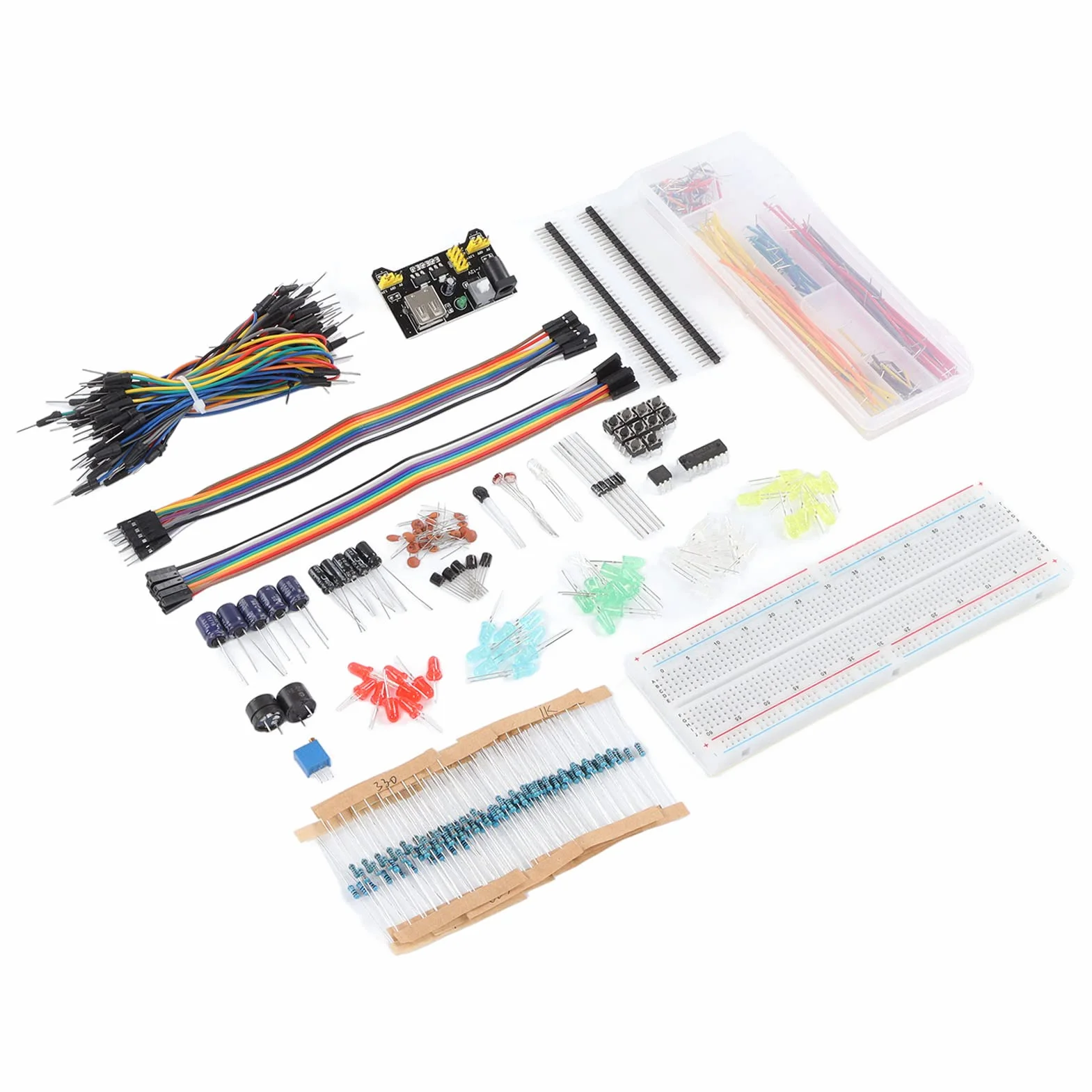 Assortimento di Kit di Componenti Elettronici, Kit di Avvio Elettronico Materiale PCB Assortimento Divertente Fai-da-te Componente di Sviluppo con 830, Computer a Scheda Singola