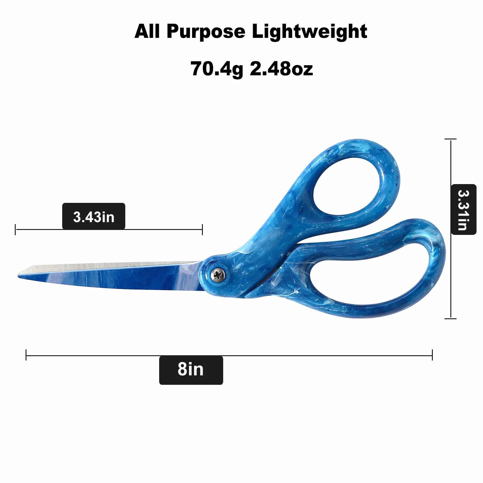 LIVINGO Forbici per bricolage – Lame in acciaio inox ultra affilate per tessuto, carta, ideali per sartoria, artigianato, ufficio, scuola, uso domestico, elegante manico blu scuro sfumato