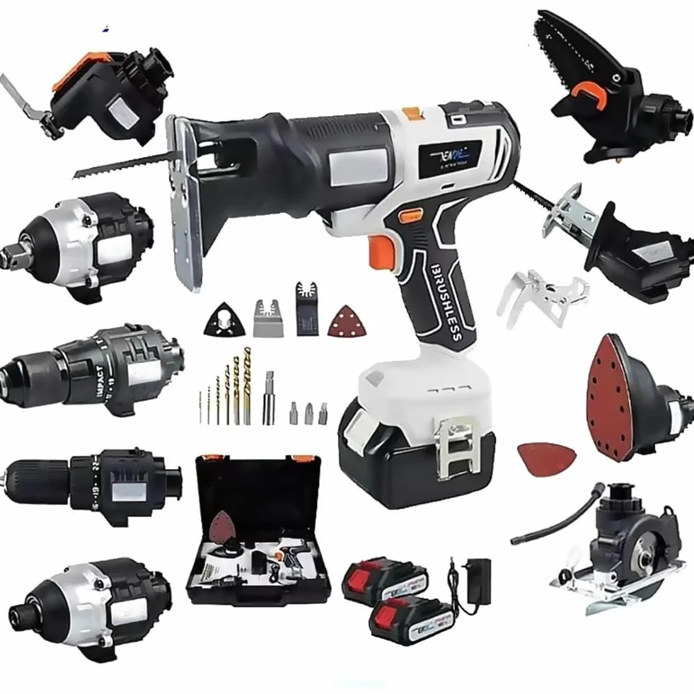 Kit Combinato Utensile Elettrico Senza Fili 10 in 1, Multifunzionale per Lavorazione del Legno