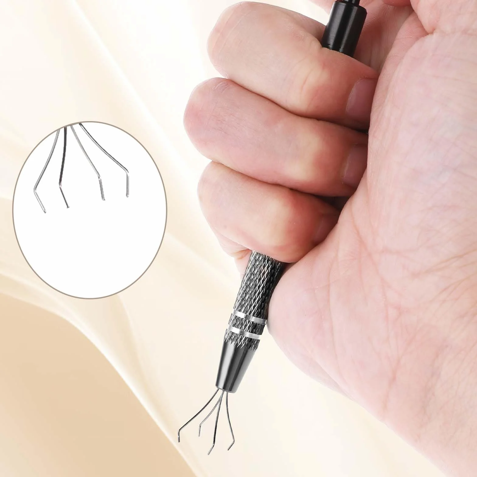 4 rebbi BGA Chip Pick Piercing Ball Grabber Tool, 4-claw Acciaio Inox Gioielliere, Pick Up Strumento per Piccole Parti, IC Chip Componenti Elettronici, Nero
