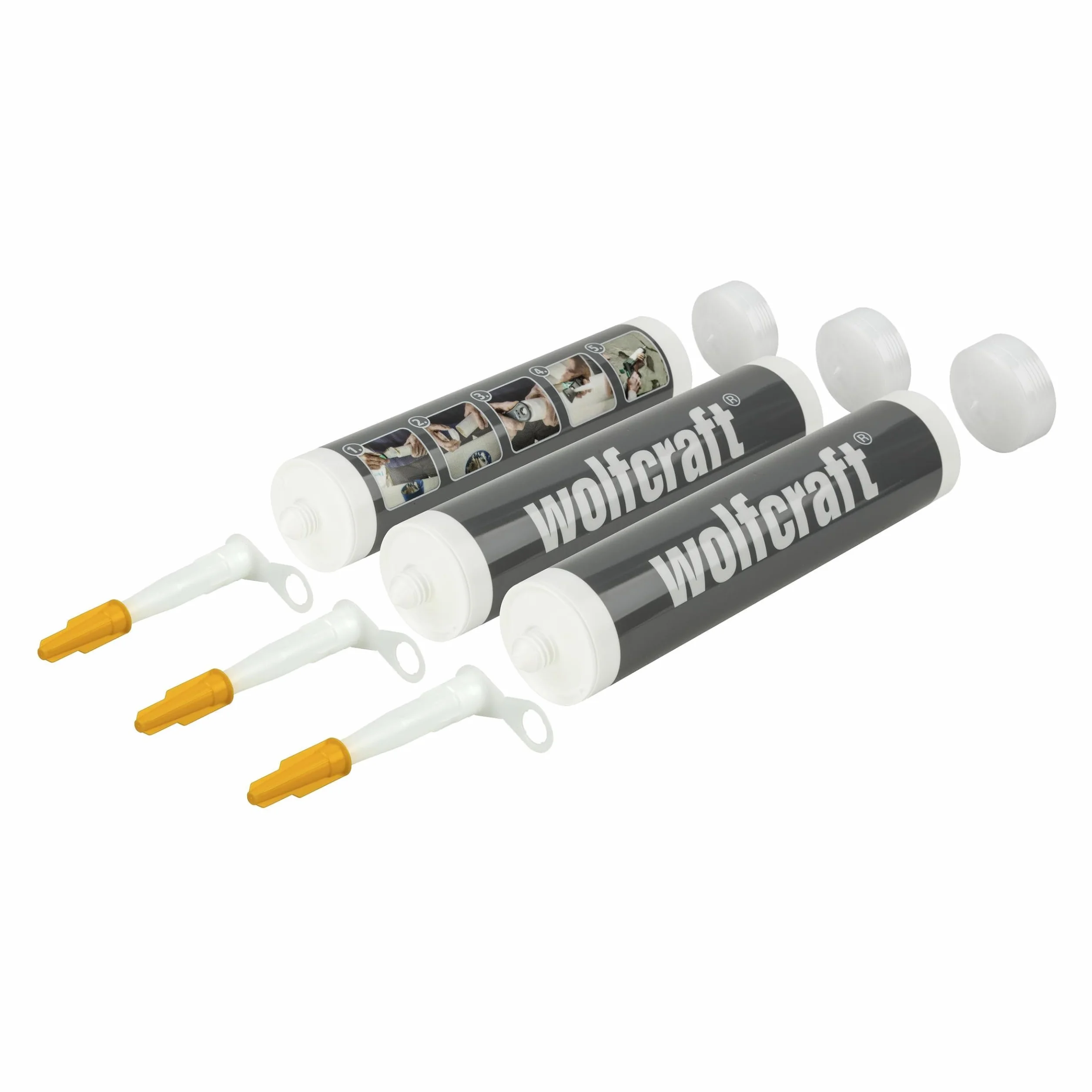wolfcraft Cartucce vuote 310 ml, 3 pezzi I 4044000 I Per stucchi miscelati autonomamente - richiudibili - Pratiche con tappo di chiusura