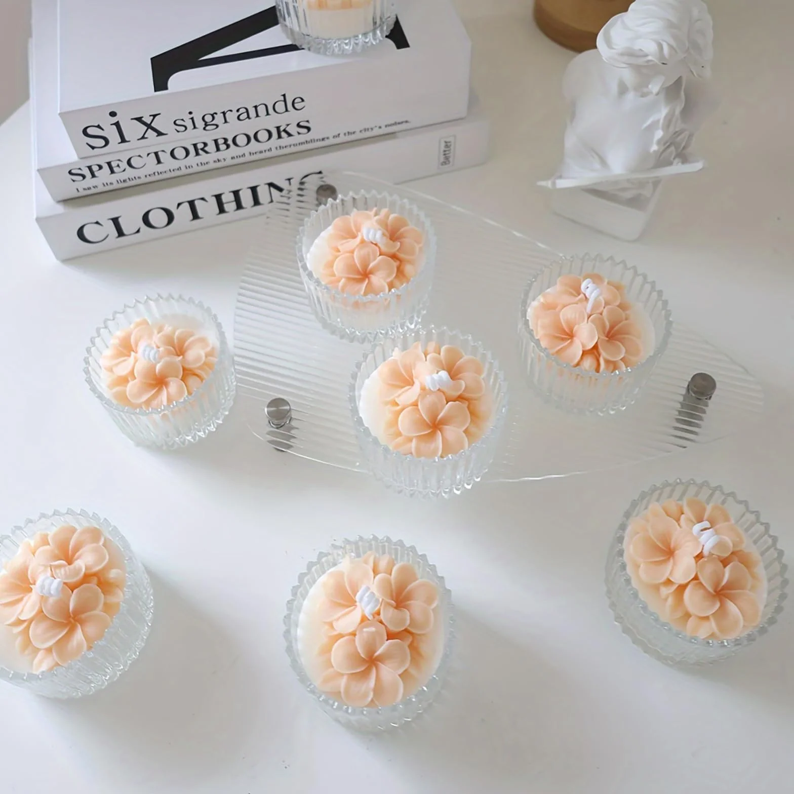 4 stampi in silicone a forma di fiore 3D, stampi in silicone per candele, stampi per candele fai da te, per realizzare candele e sapone