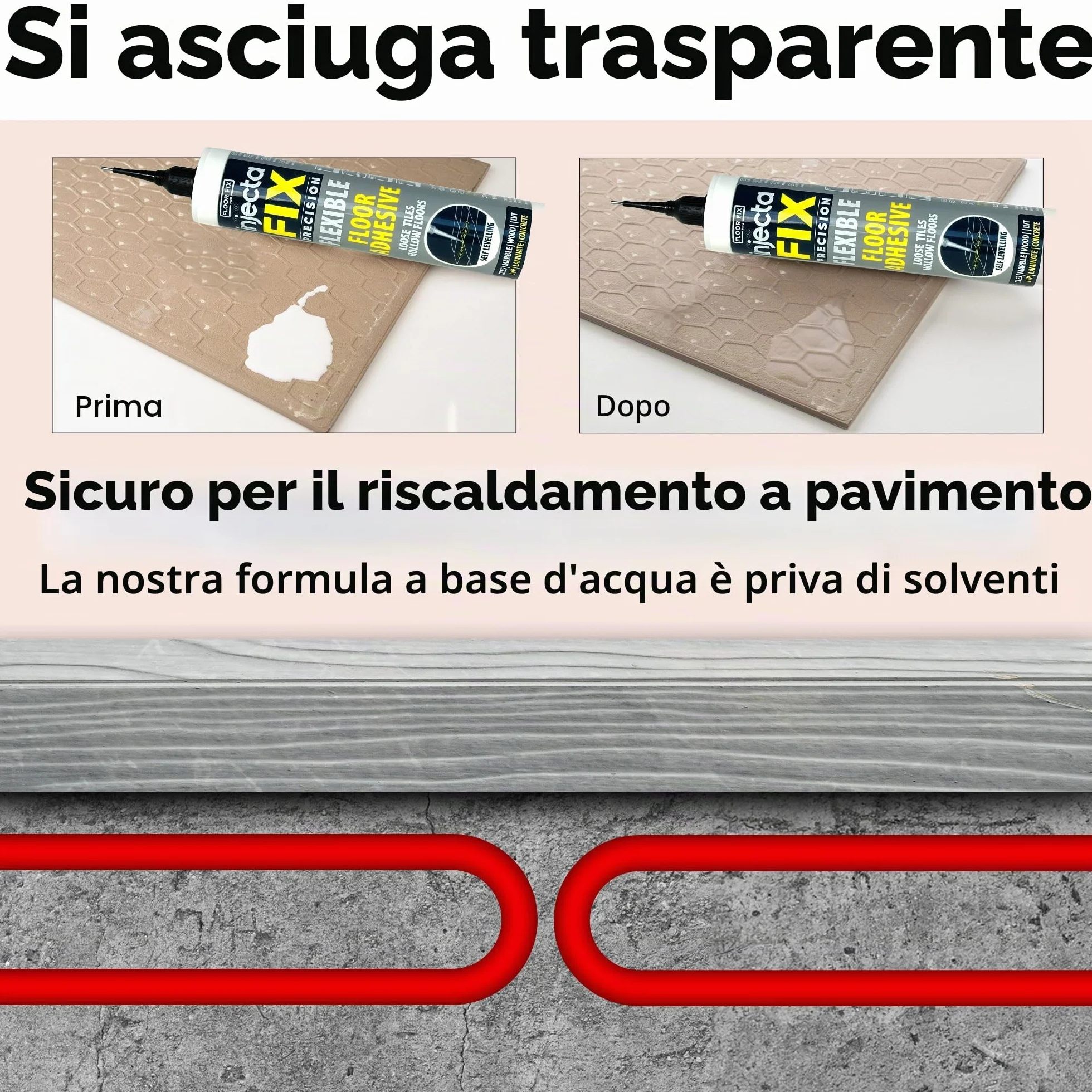 Inject-A-Fix 300 ml Da Floor-Fix Pro - Adesivo Flessibile Autorivestente Forte - Fissa Piastrelle Allentate E Pavimenti Cavi - Include Un Beccuccio Regolabile Precision Da 2 Mm (1) (1)