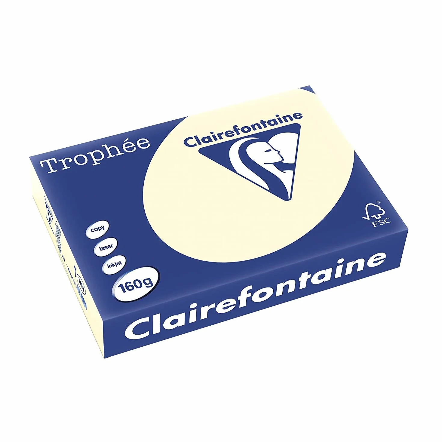 Risma da 250 fogli di carta trofeo avorio, formato A4, 160 g/m2, confezione da 4