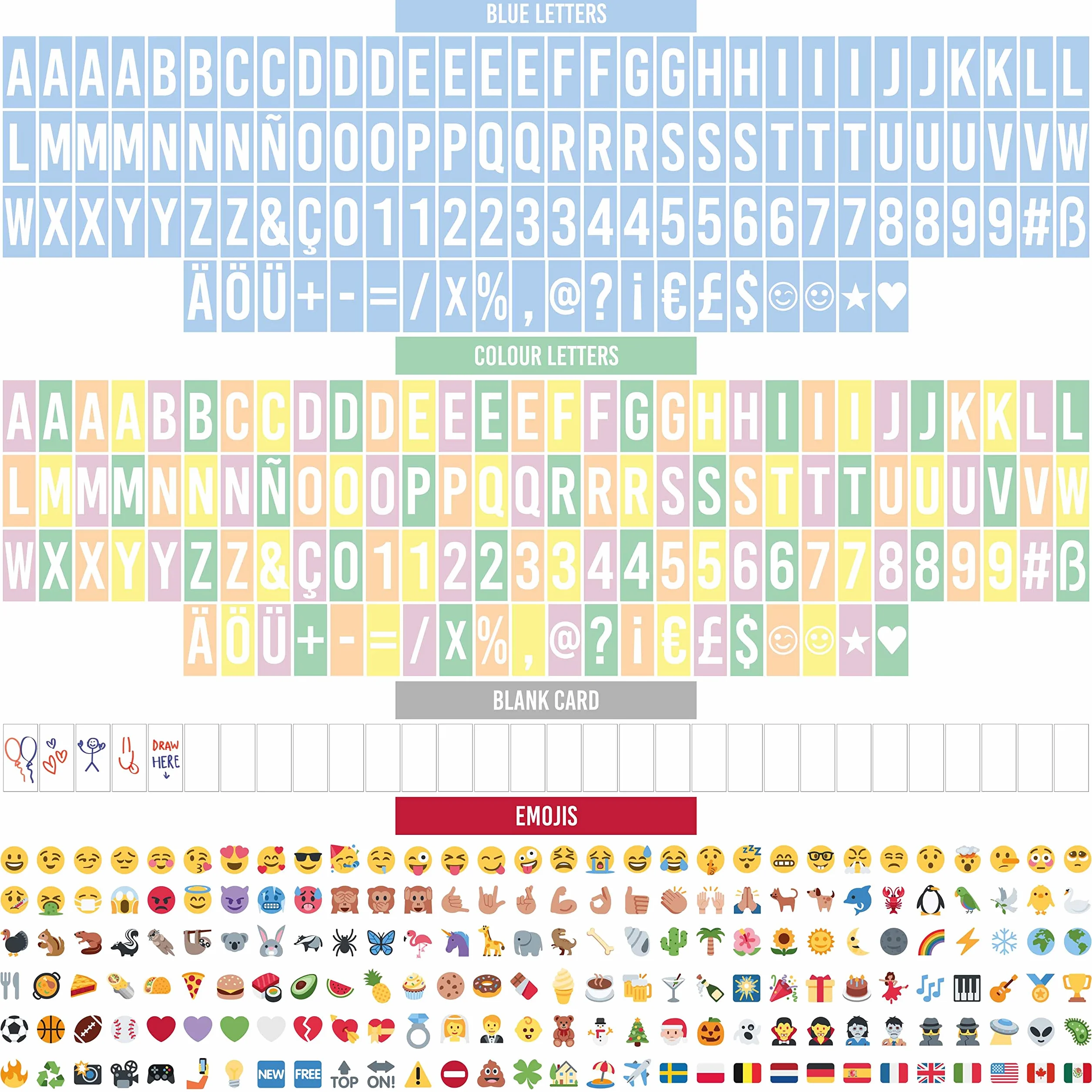 BONNYCO Light Box Blu con 400 Lettere ed Emoji, 2 Pennarelli. Lavagna Luminosa con Lettere, Idee Regalo Bambini per Compleanno e Natale. Scritte Luminose per Decorazioni Camera Ragazzo e Bambino
