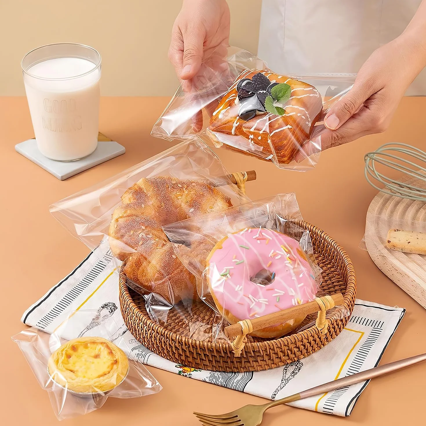 Sacchetti Cellophane 300Pcs Sacchetti Di Cellophane Trasparente 10 * 12+3cm Autoadesivi Bustine Trasparenti Sacchettini Trasparenti Per Vestiti Prodotti Da Forno Regali Di Nozze Feste