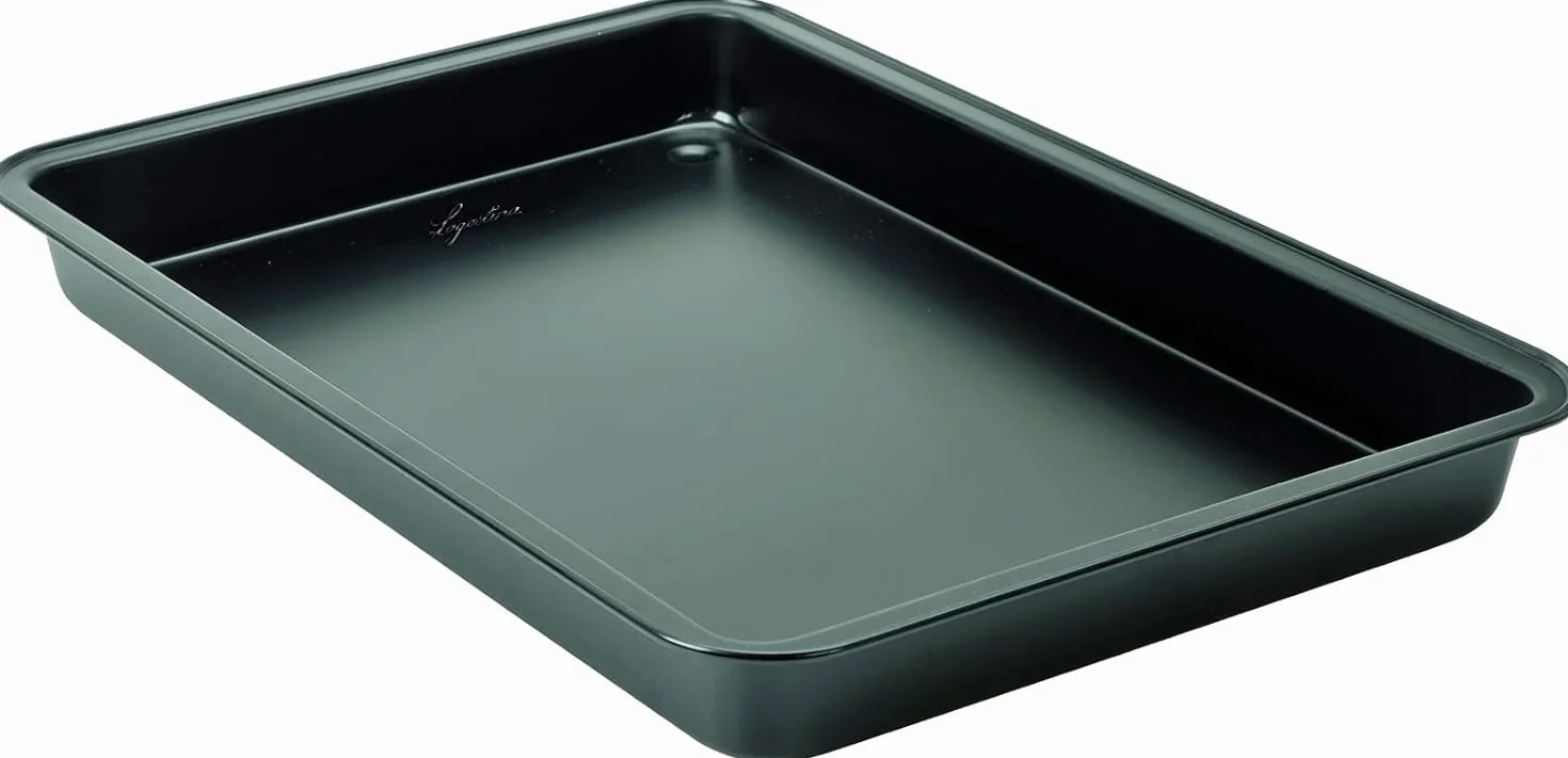 Lagostina Gustosa Rostiera Teglia da Forno Rettangolare in Acciaio Antiaderente per Forno, Nero, 42x29x4 cm