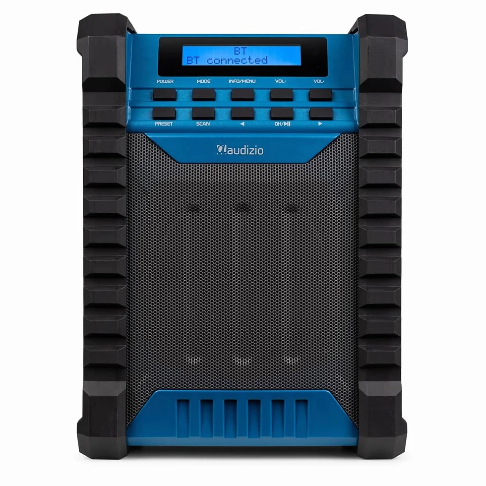 Audizio Temi Radio da Cantiere Dab+ con Batteria - IP54, Bluetooth 5.0, Autonomia 8H, FM, 40 Stazioni Memorizzabili, Ingresso AUX, Ideale per Ascoltare le Tue Stazioni Preferite Durante i Tuoi Lavori
