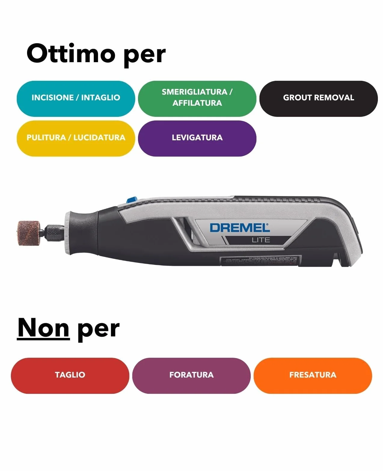 Dremel Lite 7760 Cordless Utensile Multifunzione Rotativo 3.6 V 8.000-25.000 giri/min Kit 15 Accessori