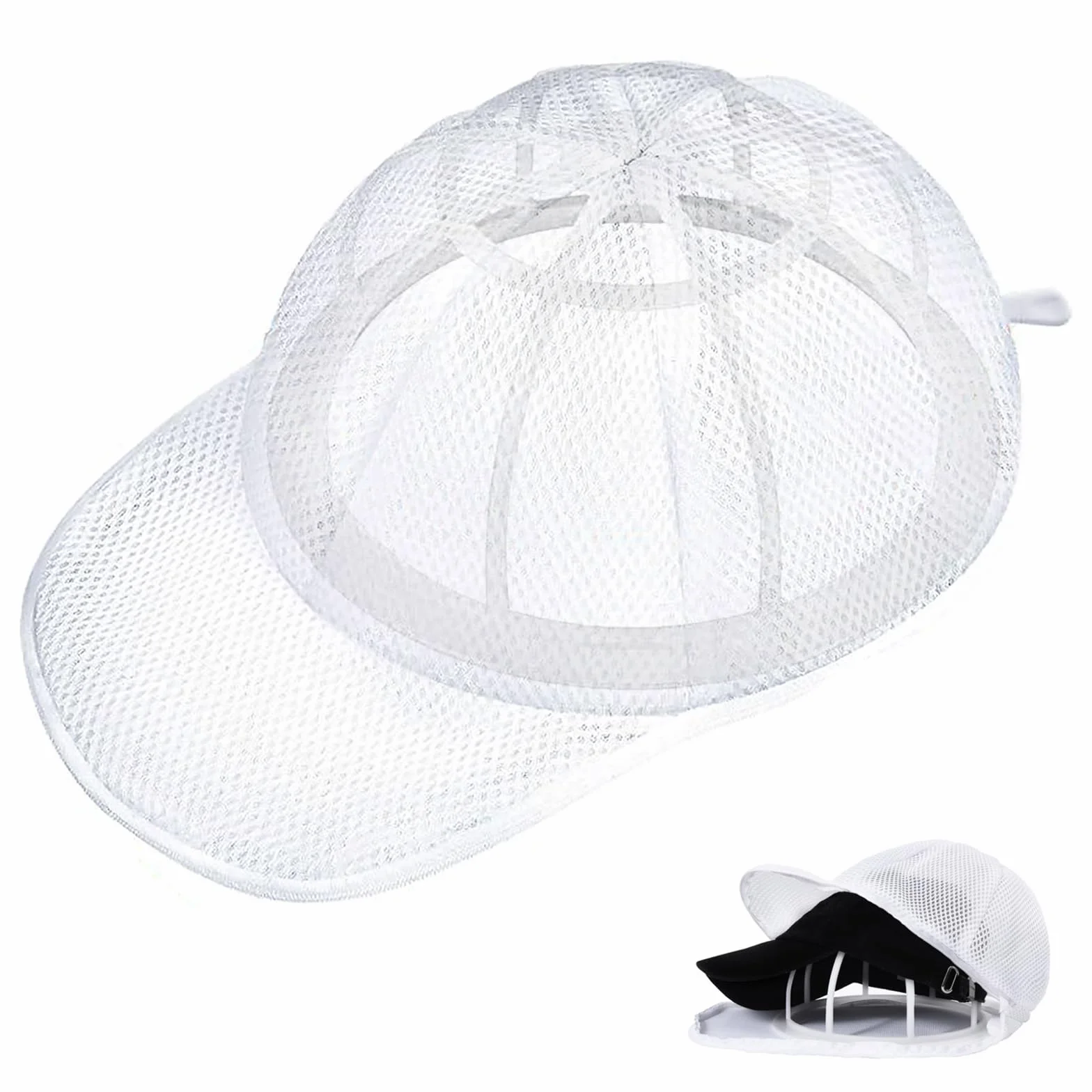Rondella per Cappelli, Cap Washer Supporto Protettivo per Sacchetti Lavatrice per Cappelli, Porta Cappellini per Bucato, Bianco