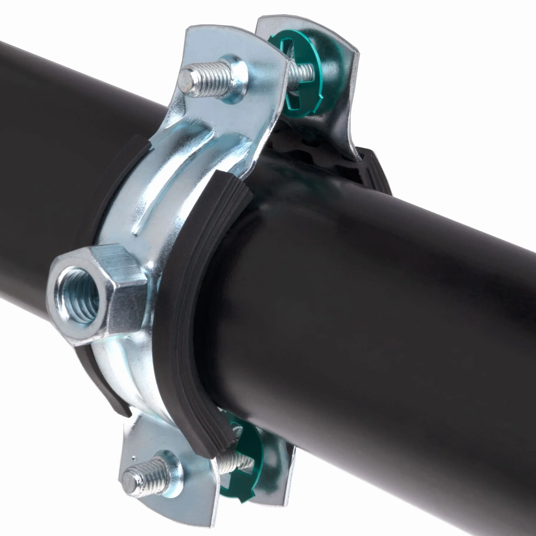 10-14 mm Morsetto per tubi con rivestimento in gomma nera, Clip per tubi in due parti con montaggio a parete M8, Supporto per tubi, gancio ad anello diviso, staffa per tubi regolabile (4 pezzo)