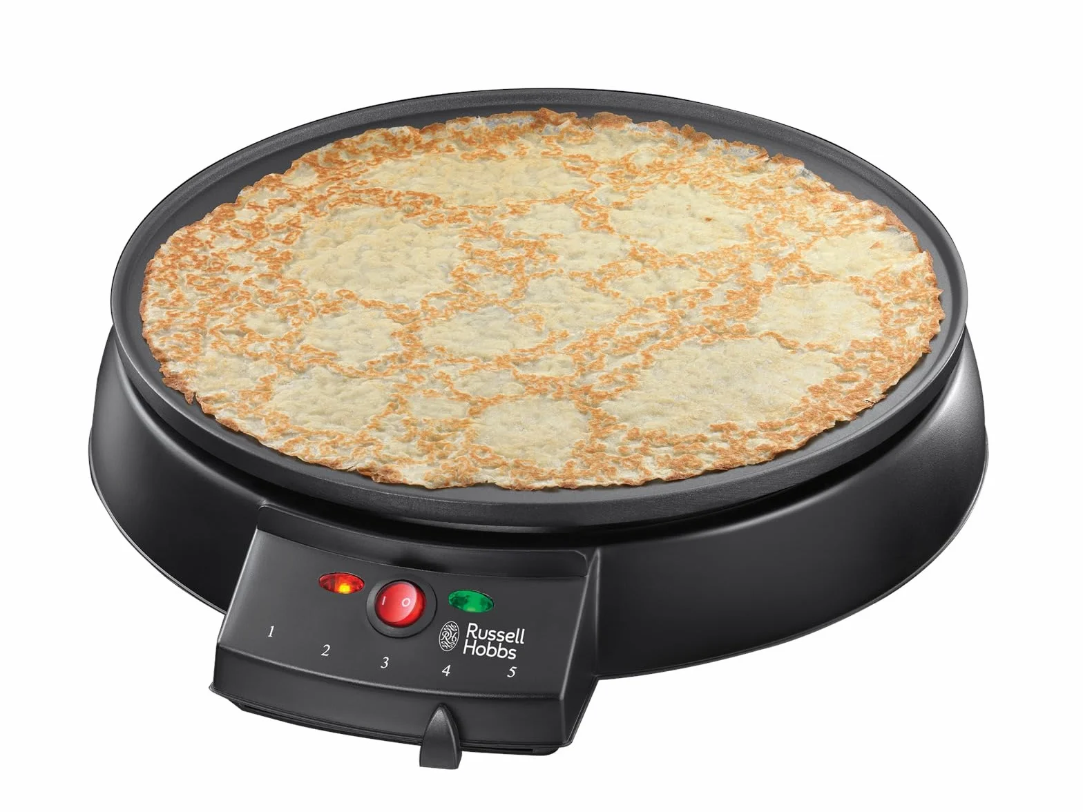 Russell Hobbs Padella Crepes, Crepiera, Crepes, Piastra Antiaderente, Temperatura Regolabile, 1000 W, Spatola E Accessorio Crepes Inclusi, Acciaio Inox, 20920-56