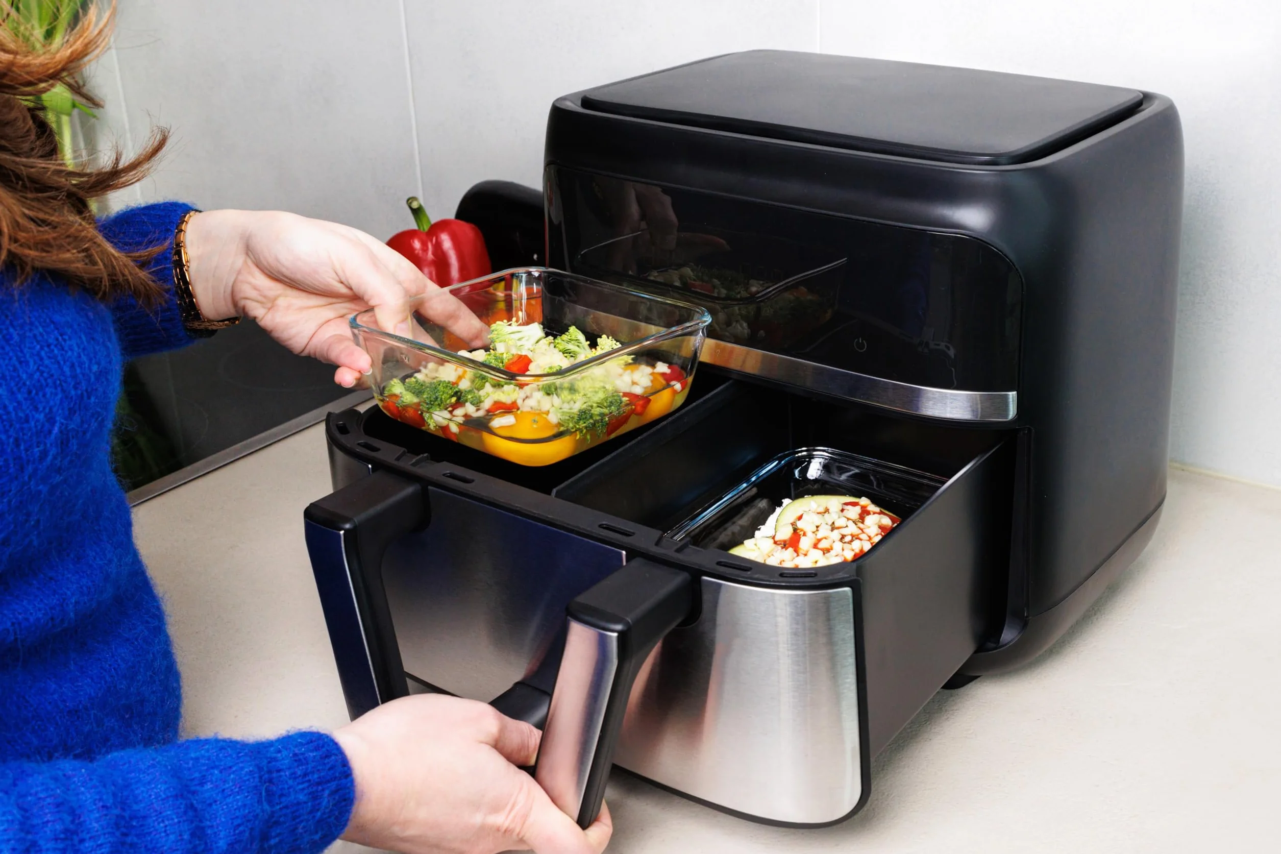 Pyrex Plat Air Fryer Carré Verre Borosilicate 25 x 22 cm