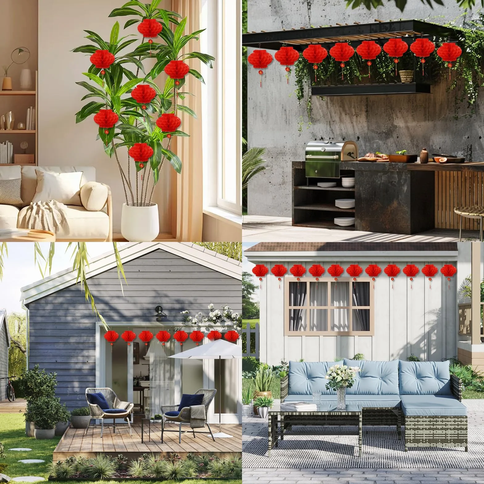 Decorazione Lanterna Rossa, Appendere Lanterne Rosse，Lanterne Volanti Di Carta, Lanterna Cinese Uniche ed Eleganti Usato per Matrimonio, Capodanno, Capodanno Lunare, Decorazione del Ristorante