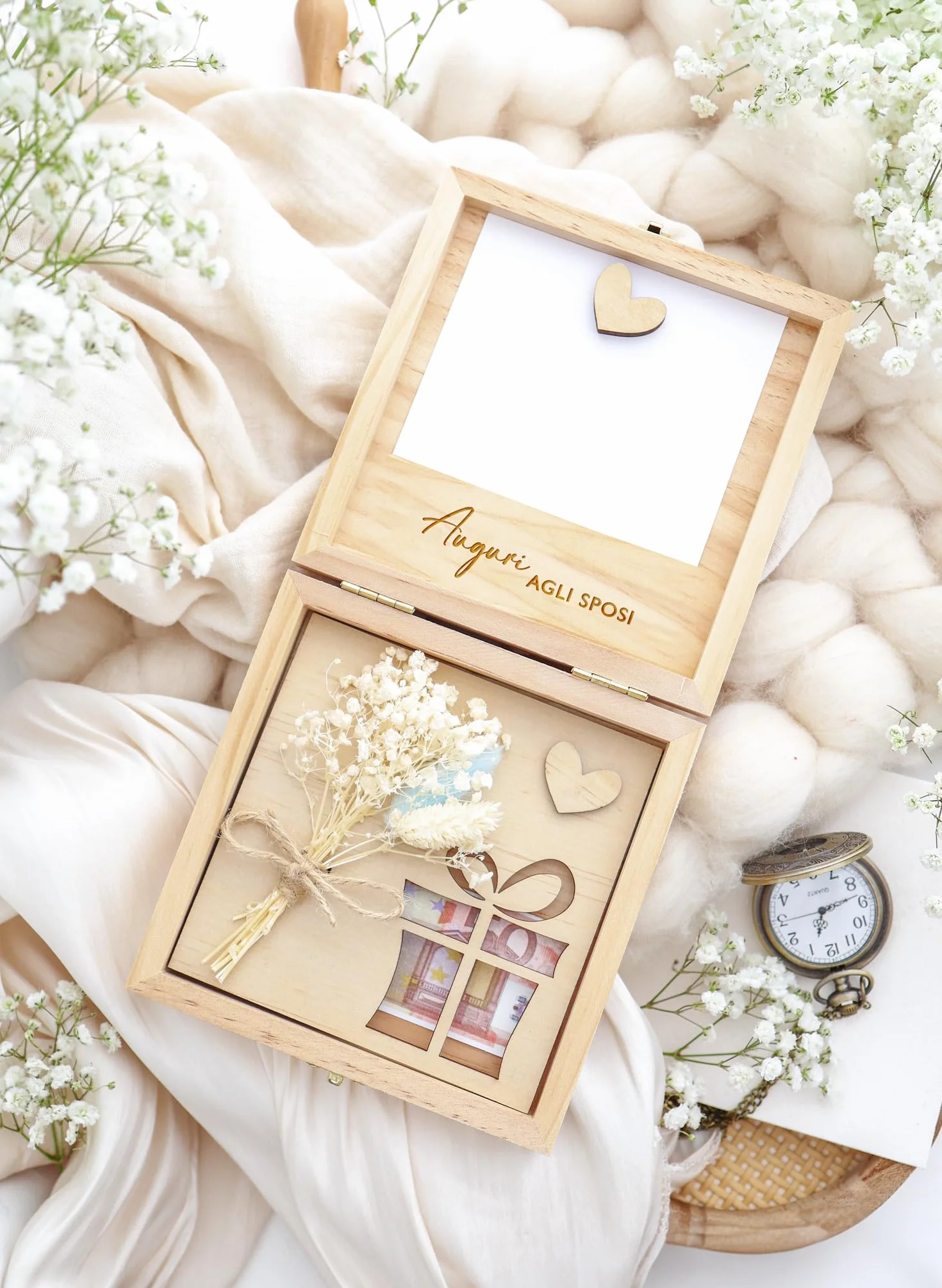 Joli Coon Regalo matrimonio personalizzato per sposi - Porta soldi matrimonio originale 14 x 14 x 3,5 cm