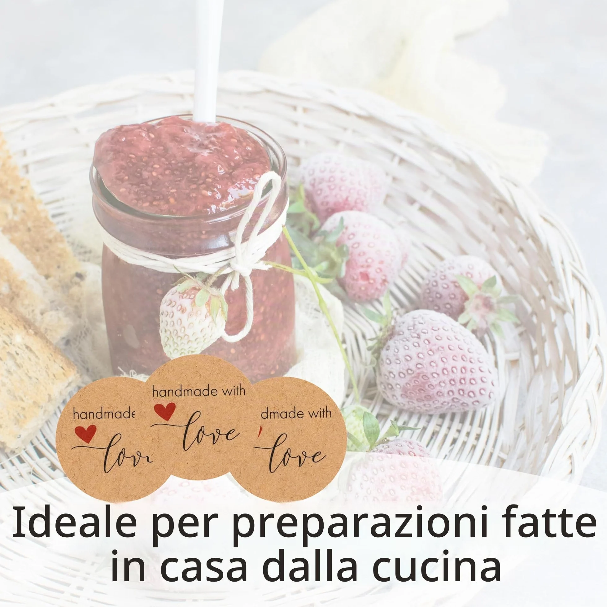 Nordstern Adesivi fatti a mano con amore, confezione da 525, etichette autoadesive per matrimoni, vasetti di marmellata ed etichette regalo