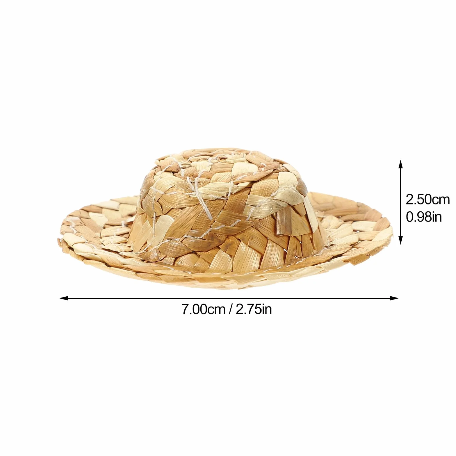 TENDYCOCO 12Pcs Bambola a Miniatura Paglia Cappello A Mano A Maglia A Maglia Cappello Paglia Naturale Mini Cappello Bambola Cappello di Paglia Cappello per La Casa delle Bambole