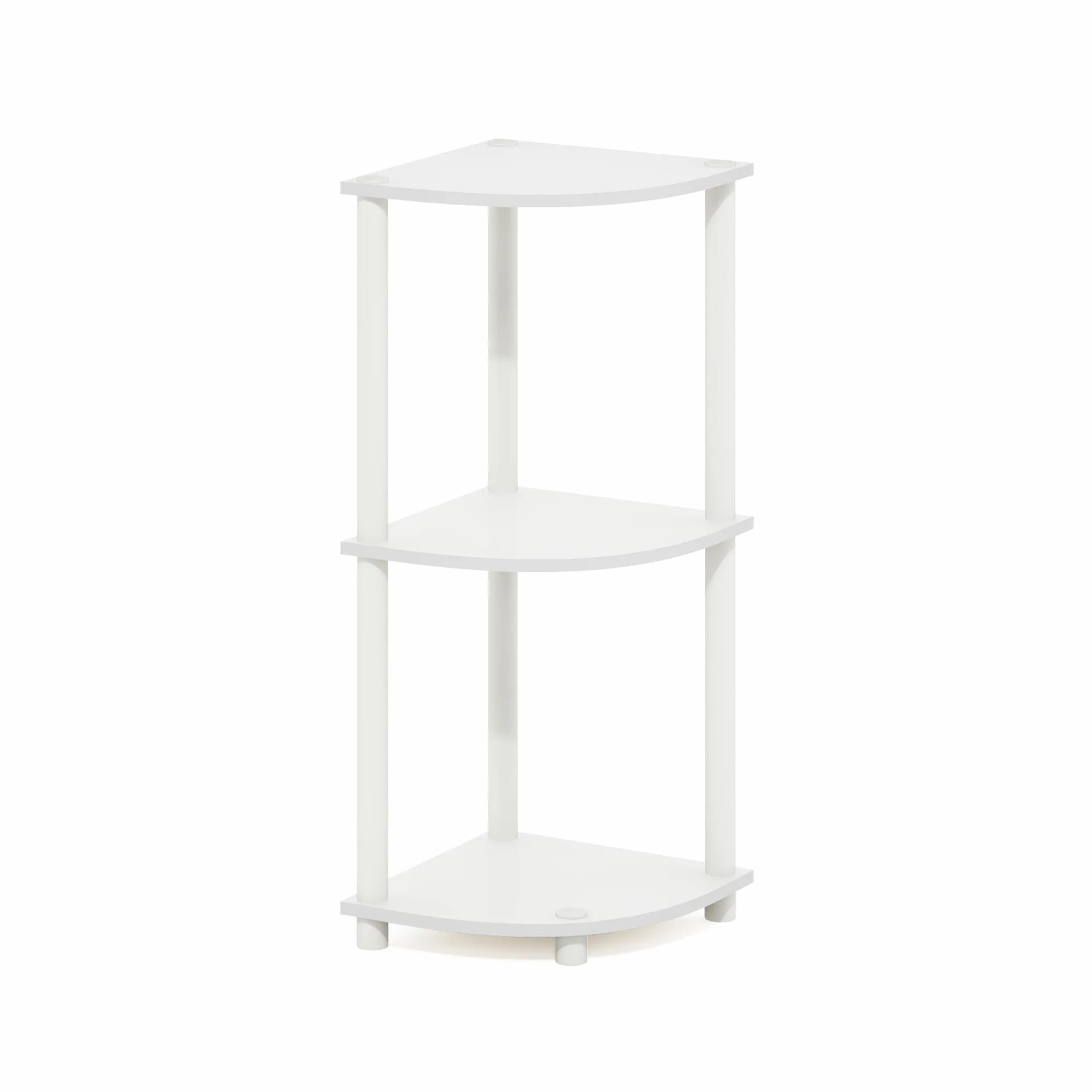 Furinno Turn-N-Tube Scaffale multiuso espositore angolare a 3 livelli, Bianco/Bianco