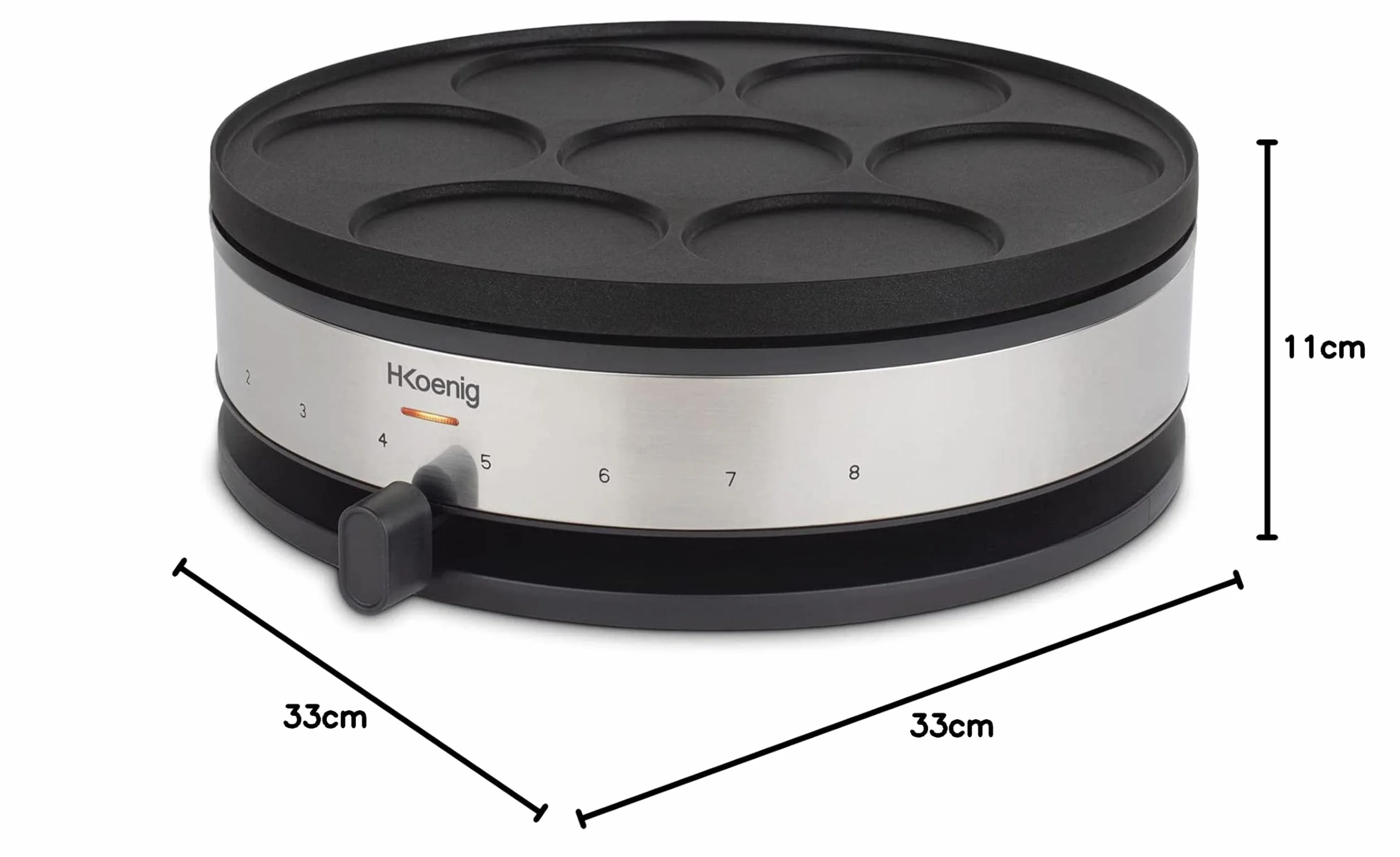 H.Koenig Crepiera con Piastra Reversibile 2 in 1 KREP56,Crêpes,Mini Crêpes,Pancakes,Termostato Regolabile Fino a 230°,Rivestimento Antiaderente,1500W
