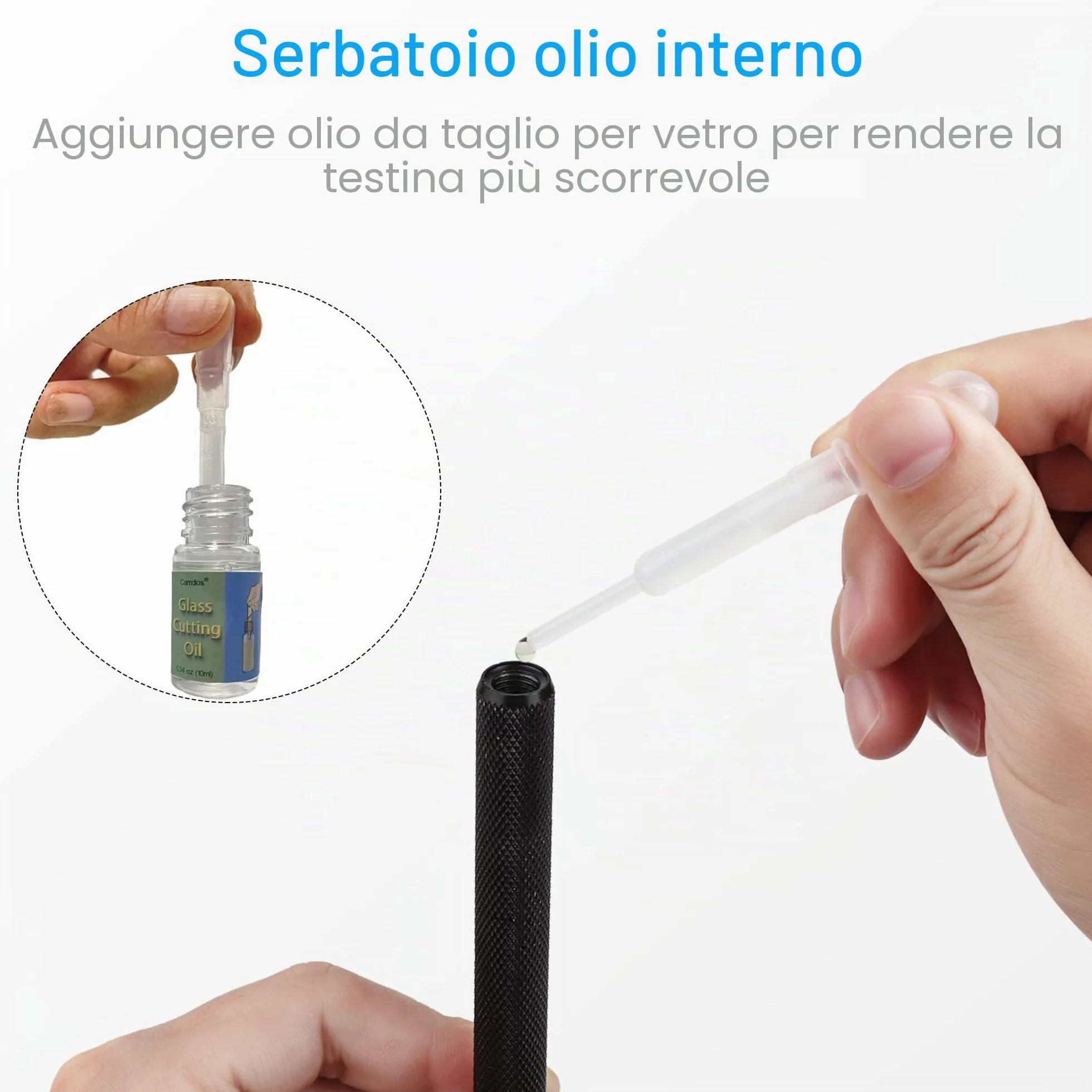 Taglierina per vetro da 2-20 mm, con olio per tagliare il vetro, con punta al carburo a matita oleata per il taglio di specchi, piastrelle e mosaici.