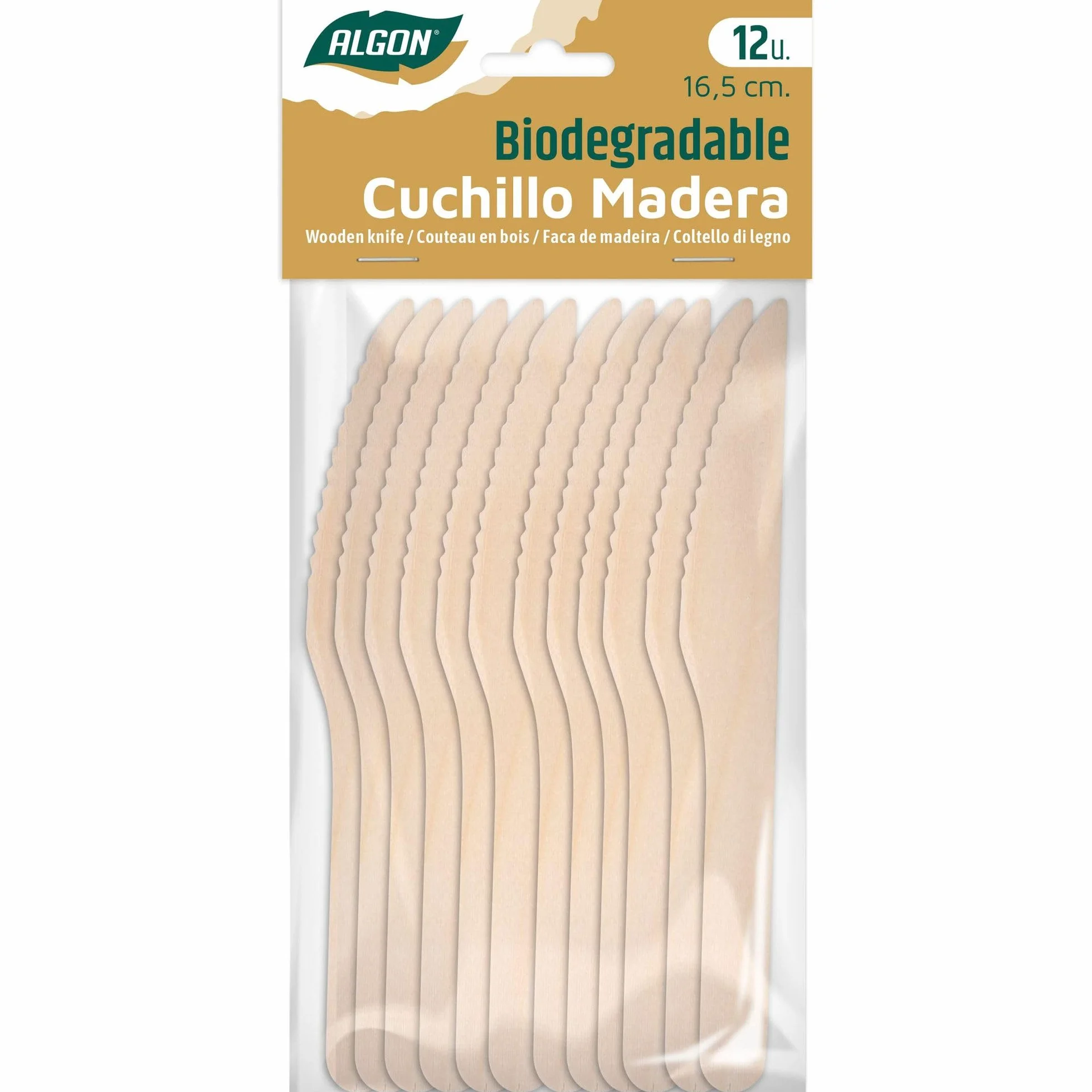 Algon 1000 coltelli usa e getta in legno biodegradabili 16,5 cm alternativa ecologica plastica