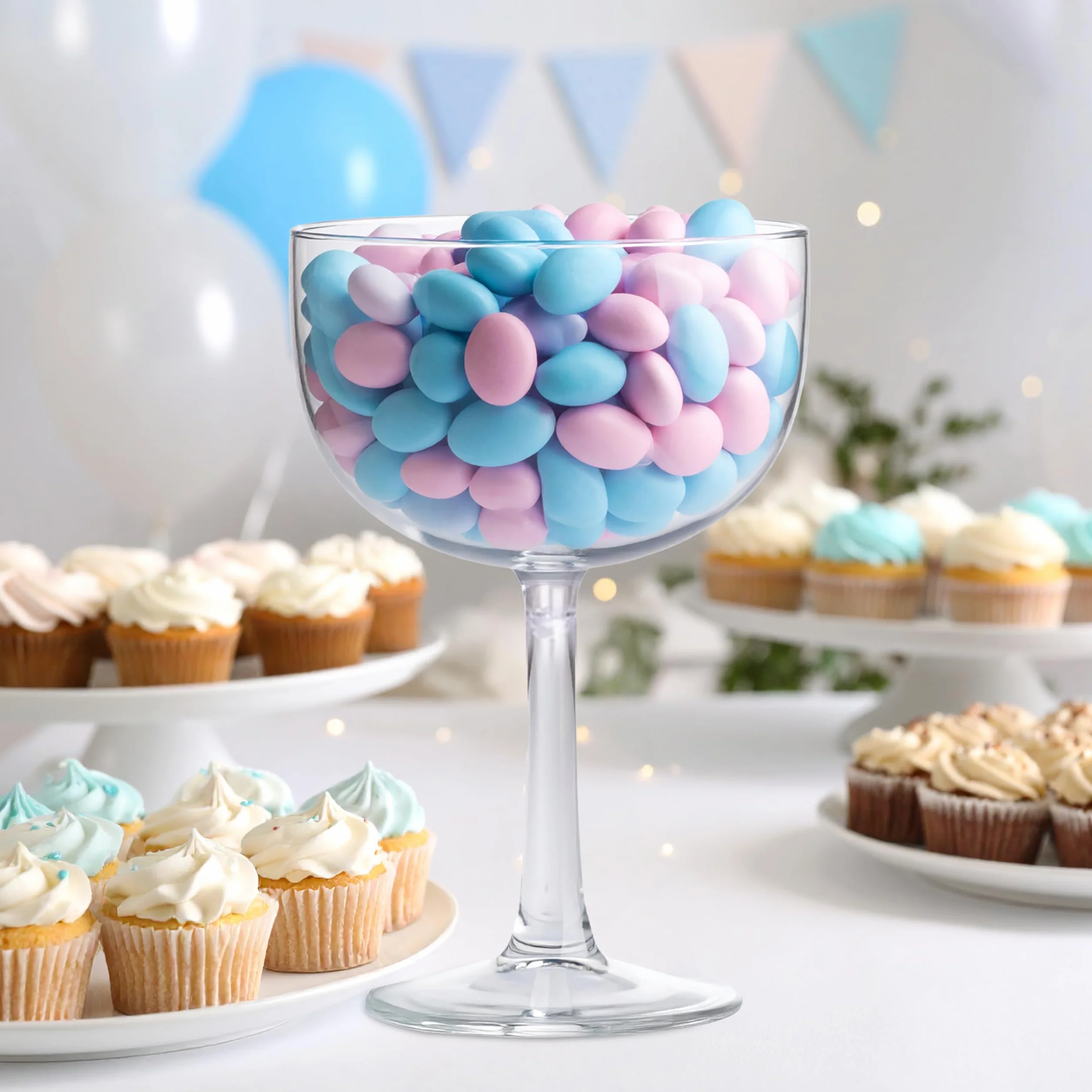 Decoraparty Calice Porta Confetti Trasparente Bicchiere Gigante Centrotavola Diametro 16 cm x Altezza 24 cm