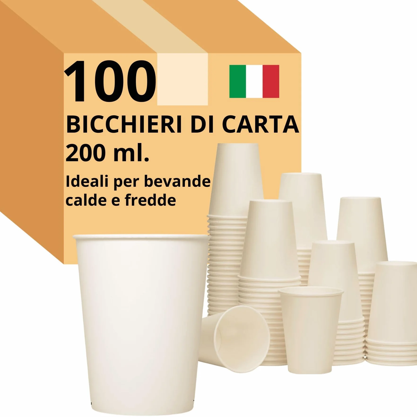 Easy8 Bicchieri Carta 200 ml, Bicchieri Usa e Getta, Biodegradabili, Grandi