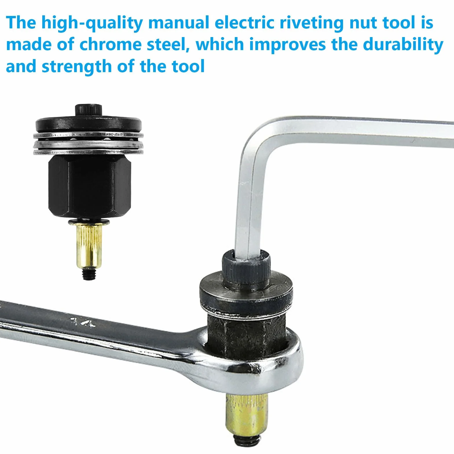 Set Rivettatrici Manuali 7 Pezzi, Rivettatrice per Inserti Filettati M3-M12, Punte Trapano Metallo