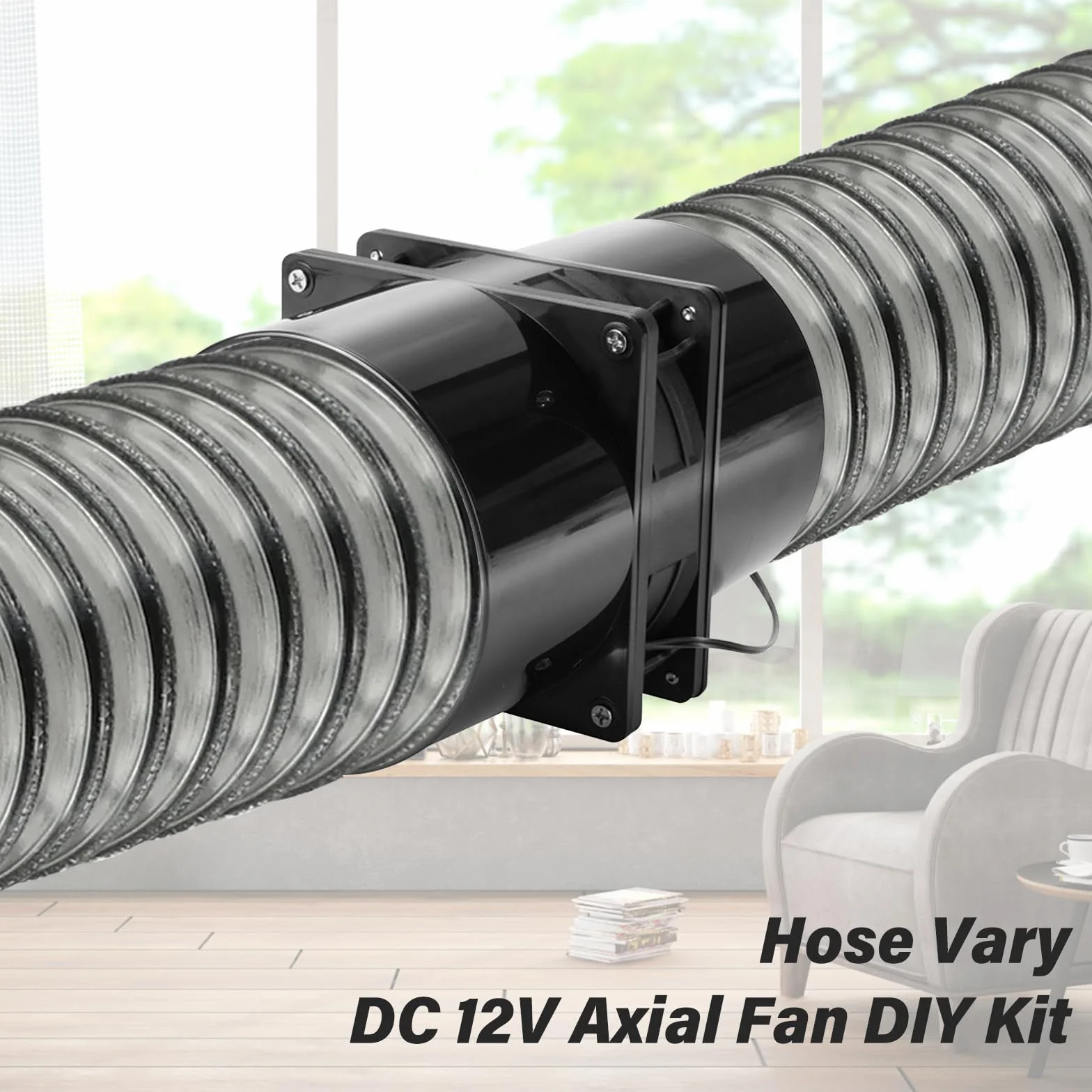 GOMETY Ventilatore tubolare da 100 mm, DC12 V, ventola assiale, 100 mm, con regolatore di velocità, ventola per tubi da 100 mm, rete silenziosa, adattatore per canale per serra, tenda da giardino