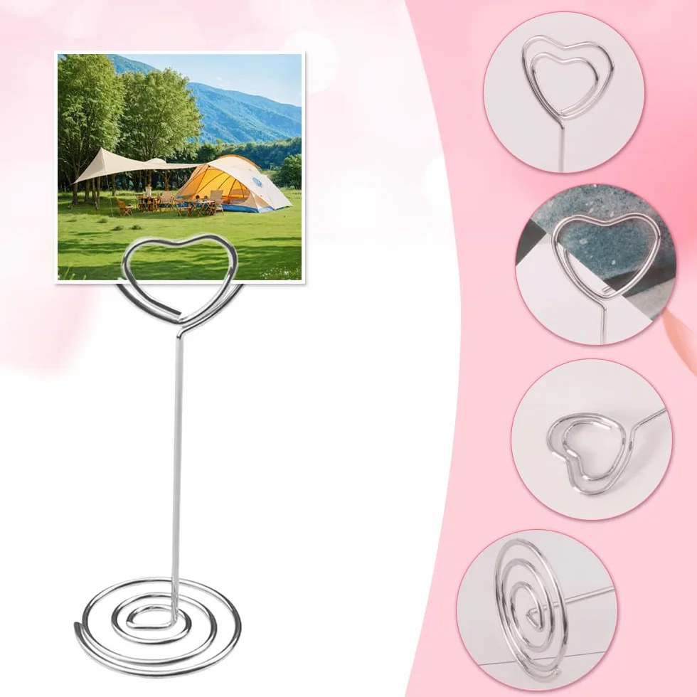 12 Pezzi Segnaposto Metallo Portafoto Clip Porta Memo Porta Segnaposto Clip, Clip Tavolo Porta Cuore Metallo per Riunioni di Festa di Nozze Carta da Ufficio Clip di Memo, Argento
