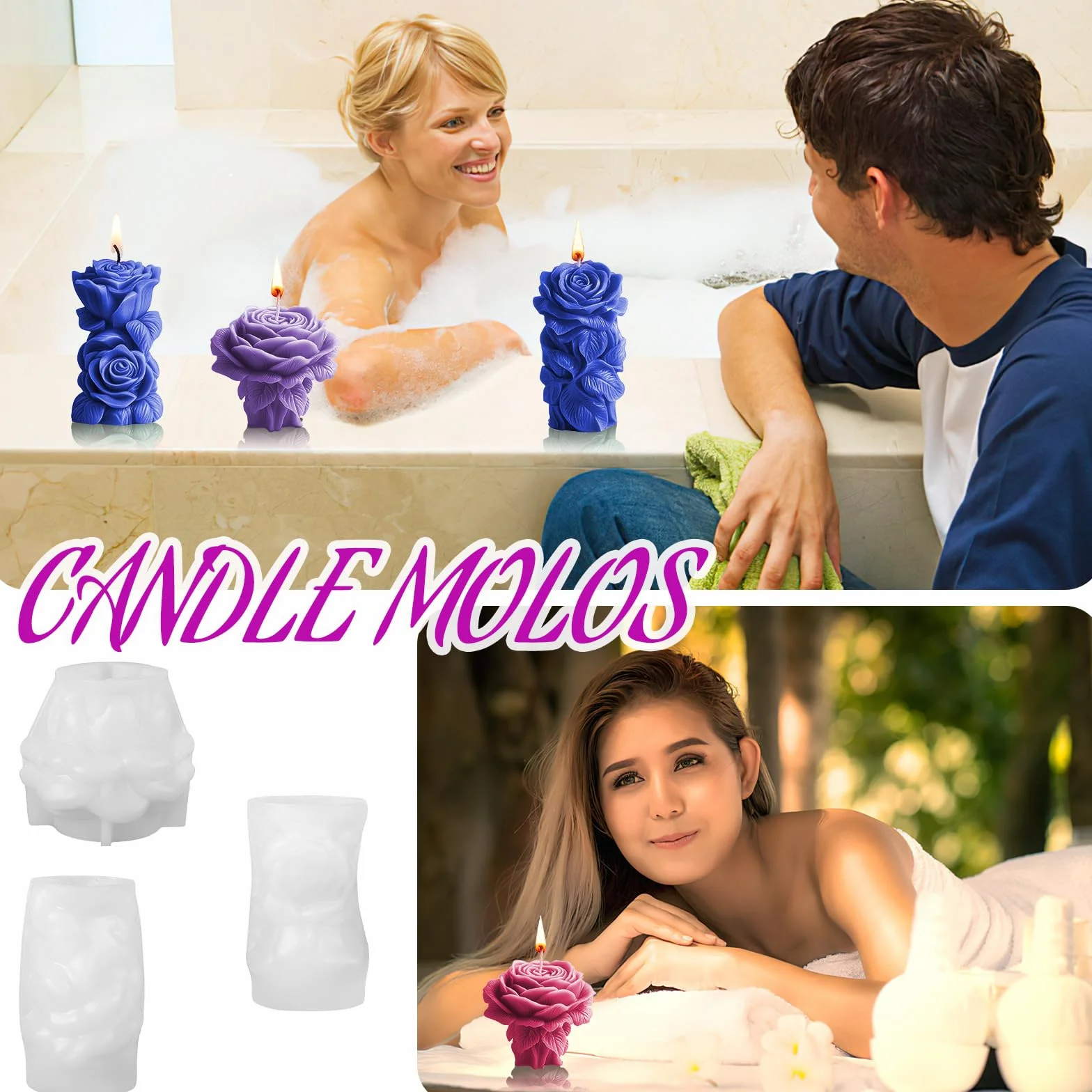 dellyy 3 pezzi stampo silicone fiori, Stampi Silicone per Candele Adatto per San Valentino, Matrimoni, Appuntamenti e Altre Occasioni per Creare un'atmosfera Romantica