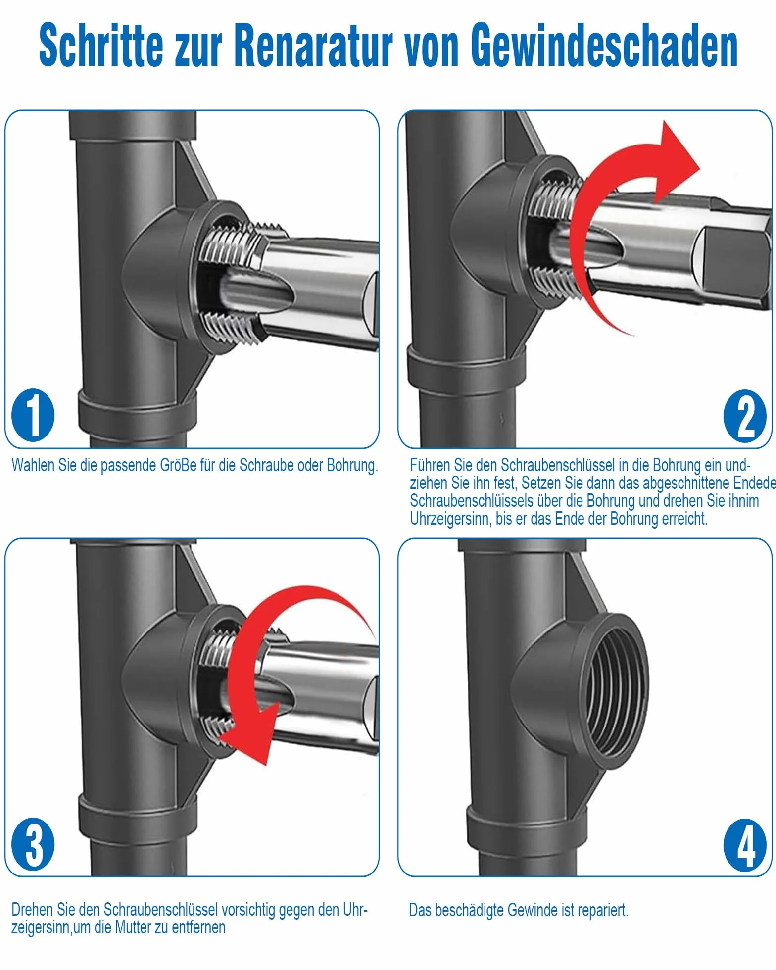 Set di 5 trapani per filettature di tubi BSP: 1/8 pollici, 1/4 pollici, 3/8 pollici, 1/2 pollici, 3/4 pollici filettatura interna ed esterna, utensile di riparazione per tubi metallici con