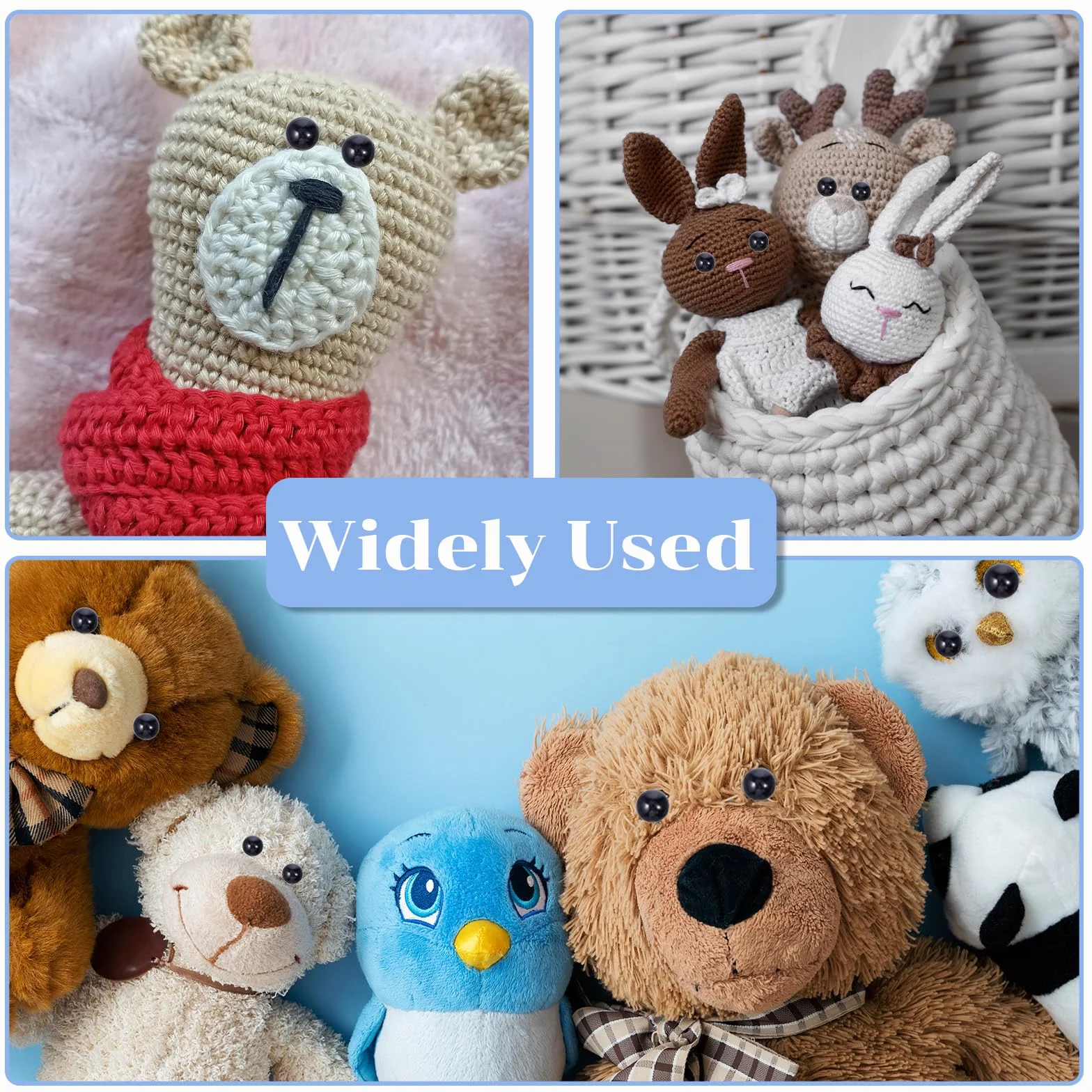 600 occhi di sicurezza da 5 mm per amigurumi, occhi e rondelle di sicurezza in plastica nera, occhi di sicurezza per amigurumi, occhi all'uncinetto per animali di peluche