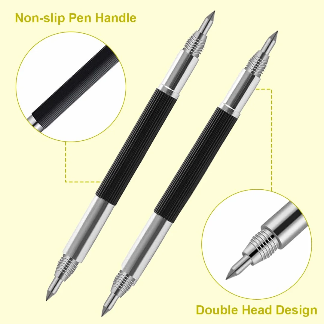 2 Pz Scriber Tool Punta In Carburo - Penna Portatile Per Incisore Con Clip E Magnete (Silver)