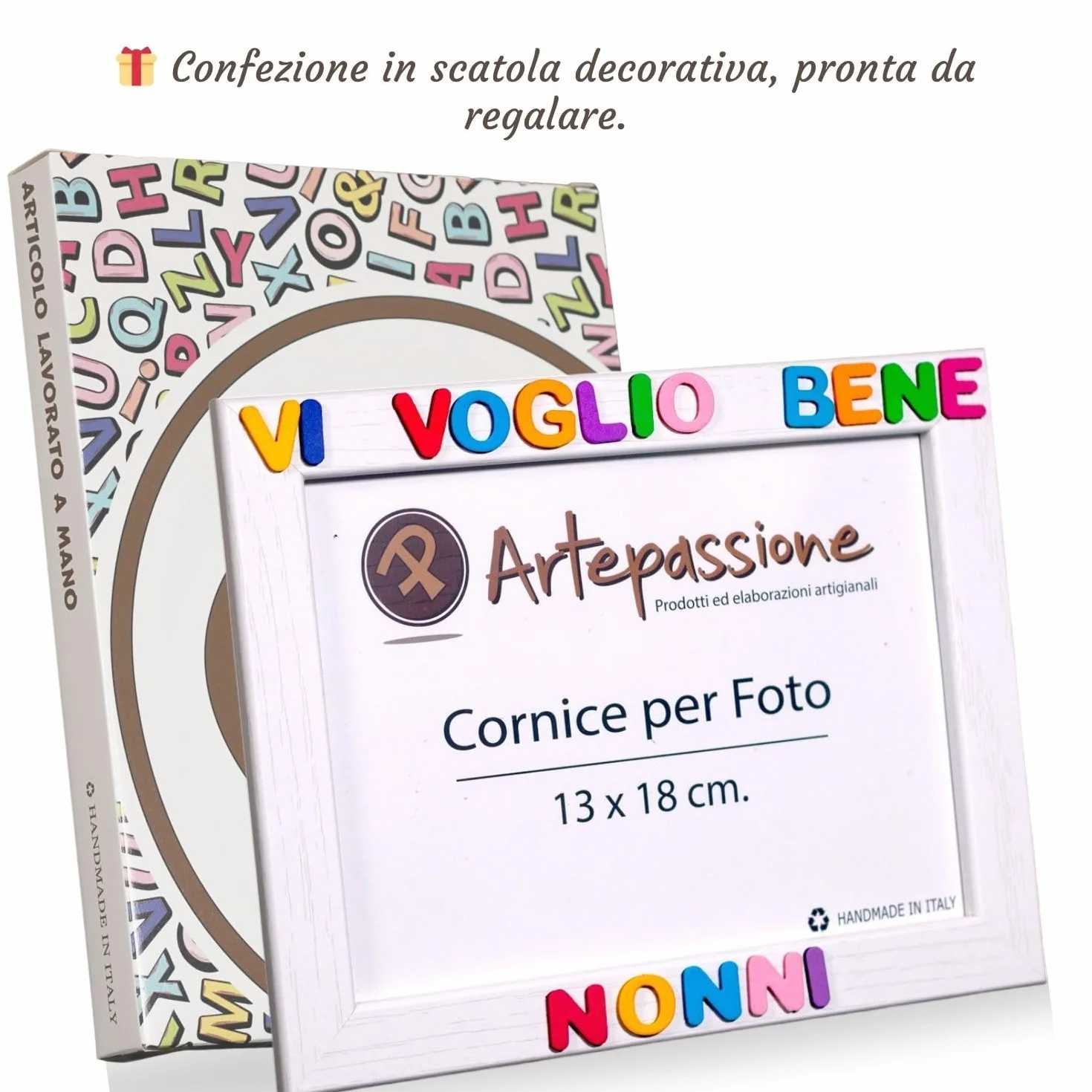 Regalo Nonni Cornice Foto 13x18 Bianca Legno Scritta Vi Voglio Bene Nonni Portafoto Appoggiare Appendere