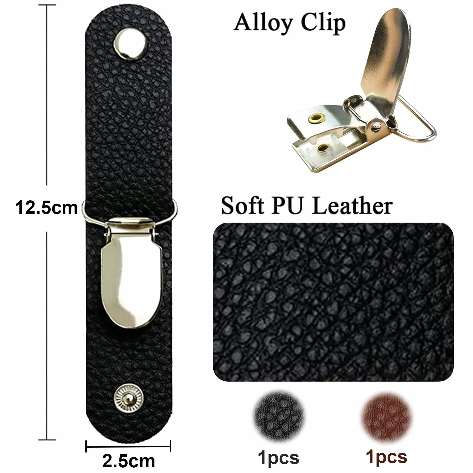 2 Clip per Cappelli da Viaggio in Borsa in Pelle PU, Multifunzione per All'aperto (Marrone+Nero)