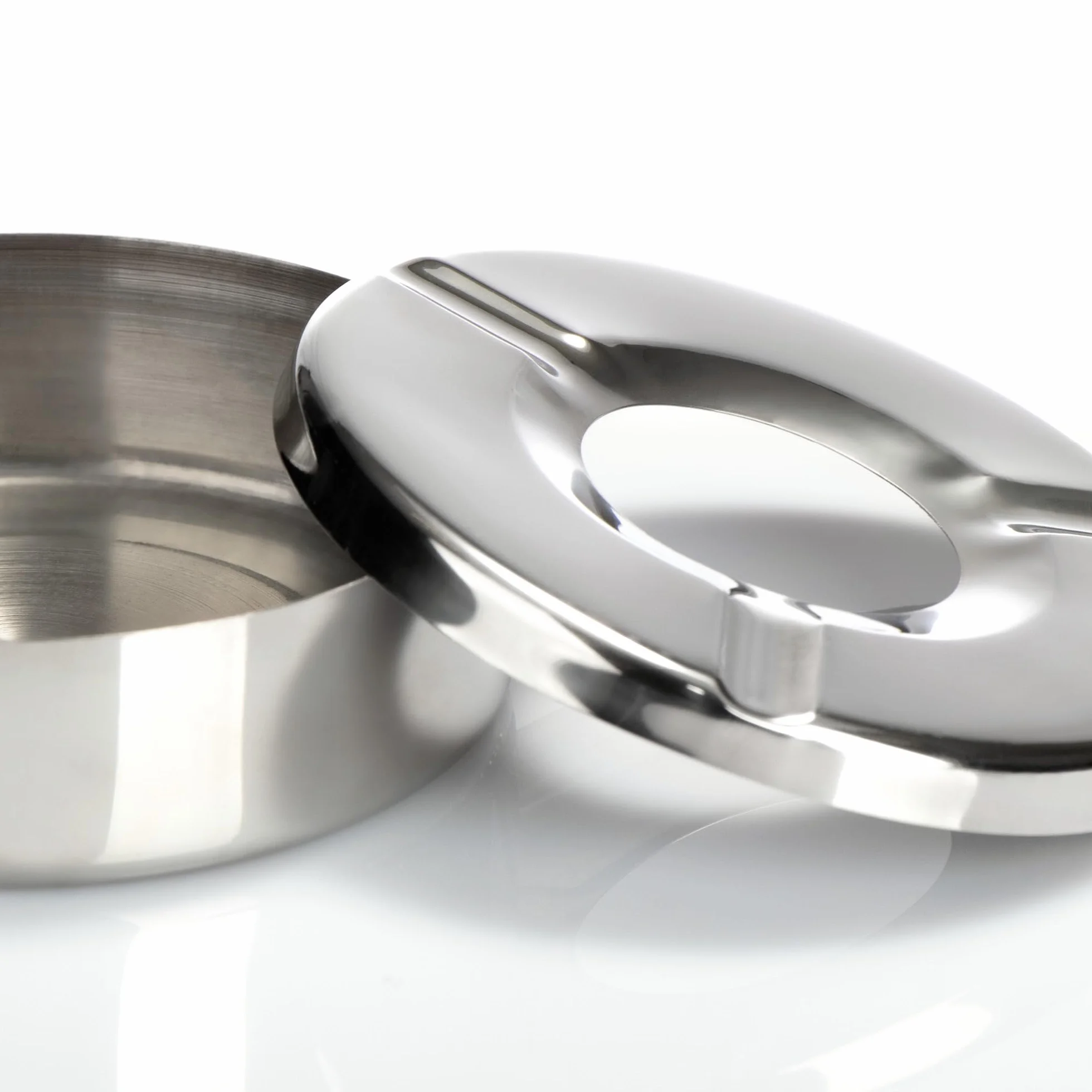 com-four® Posacenere in Acciaio Inox con Coperchio Rimovibile Ø 11 cm - 6 Pezzi