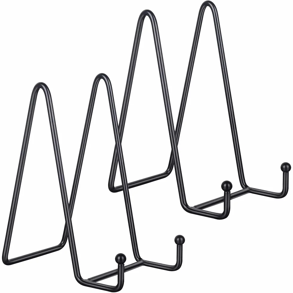 YiliYa Espositore in Metallo 2 Pezzi Cavalletto Piastra di Cavalletto in Ferro Ferro Supporto Cavalletto Decorativo per Libri Supporto ​per Esposizione o Cornice per Quadri (Nero)