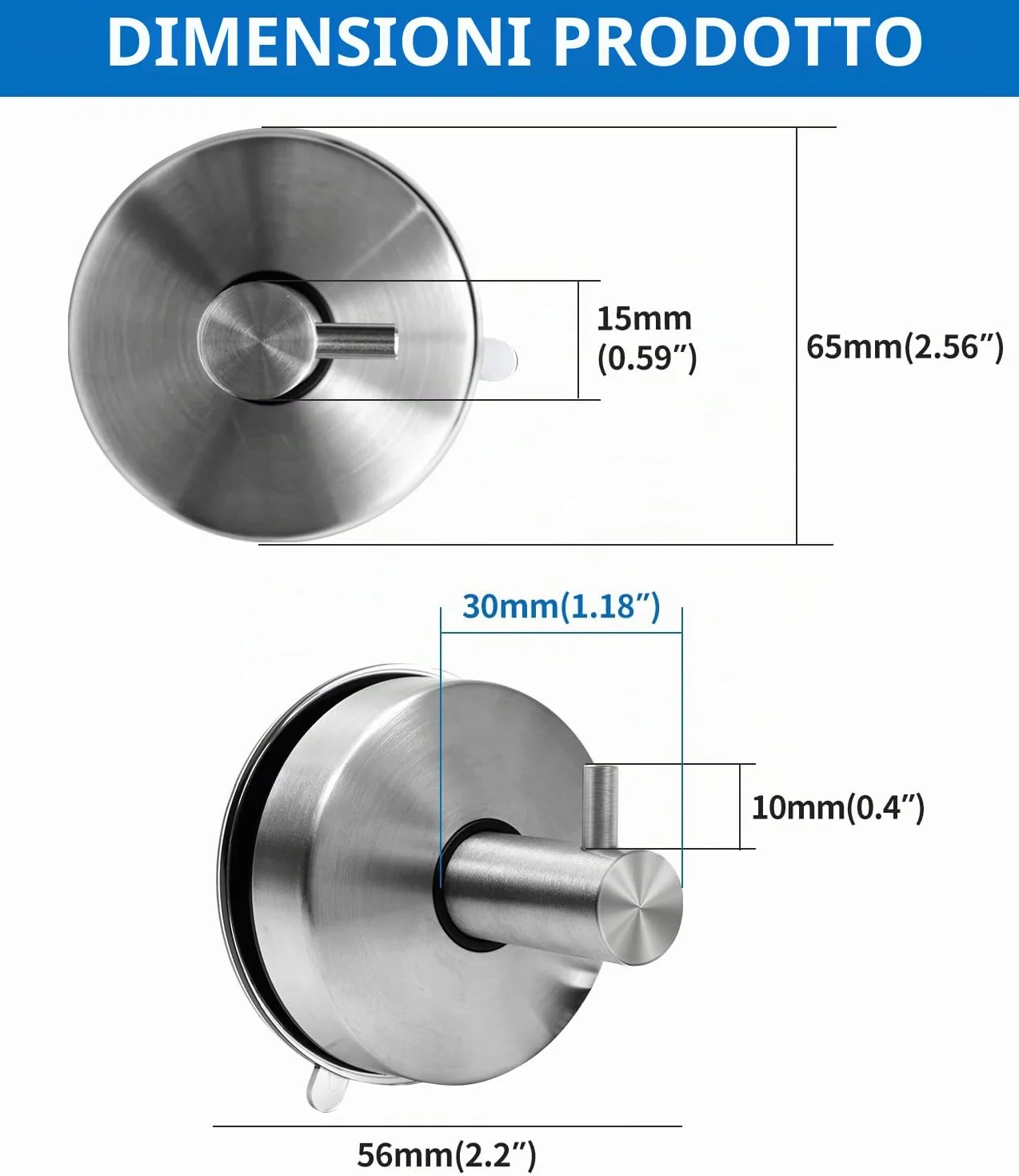 Ganci Ventosa 304 Acciaio Inossidabile Extra Forte per Asciugamani Bagno Cucina Senza Fori